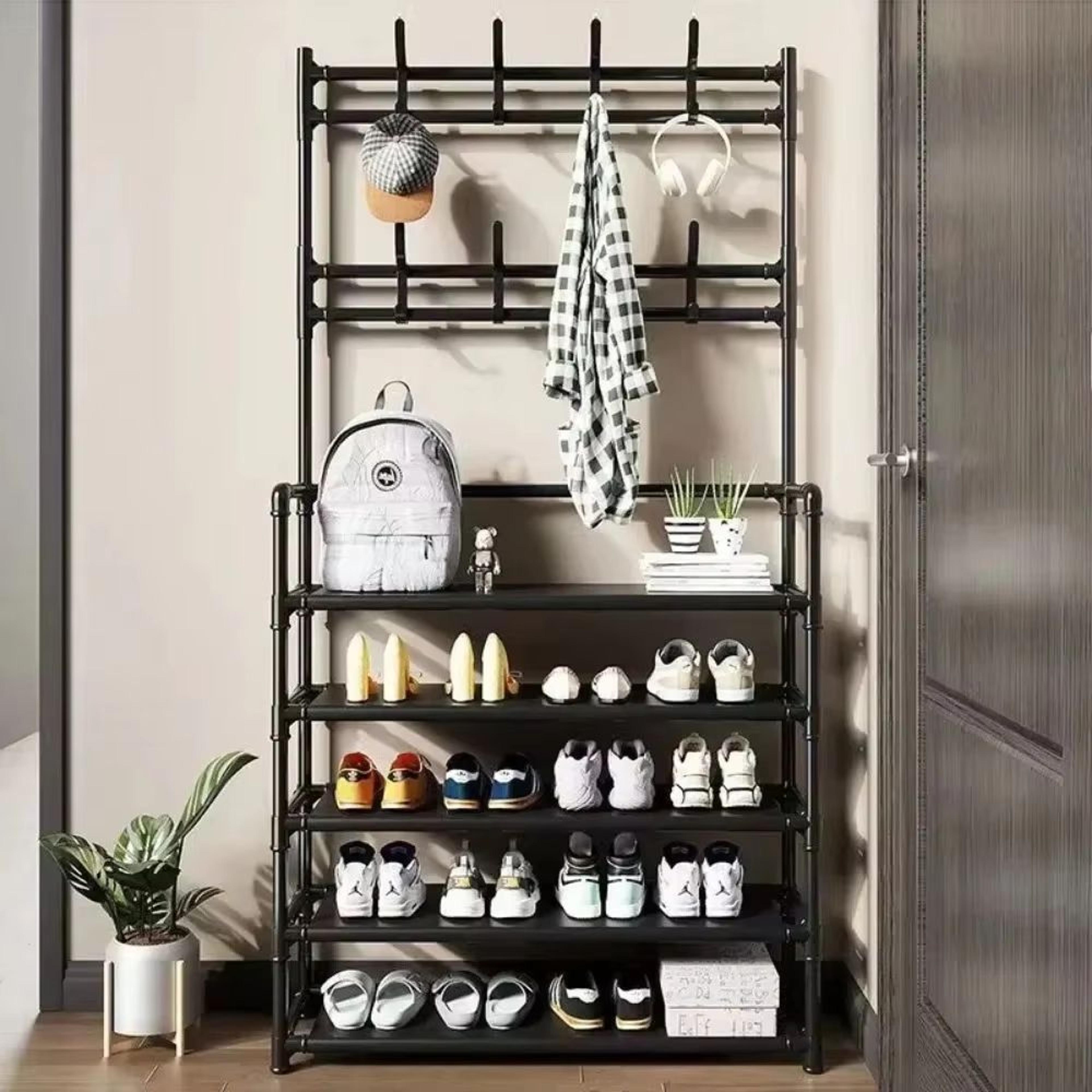 MultiLayer Clothes And Shoe Organizer Rack FloorStanding Hat  Shoe Storage Shelf 4