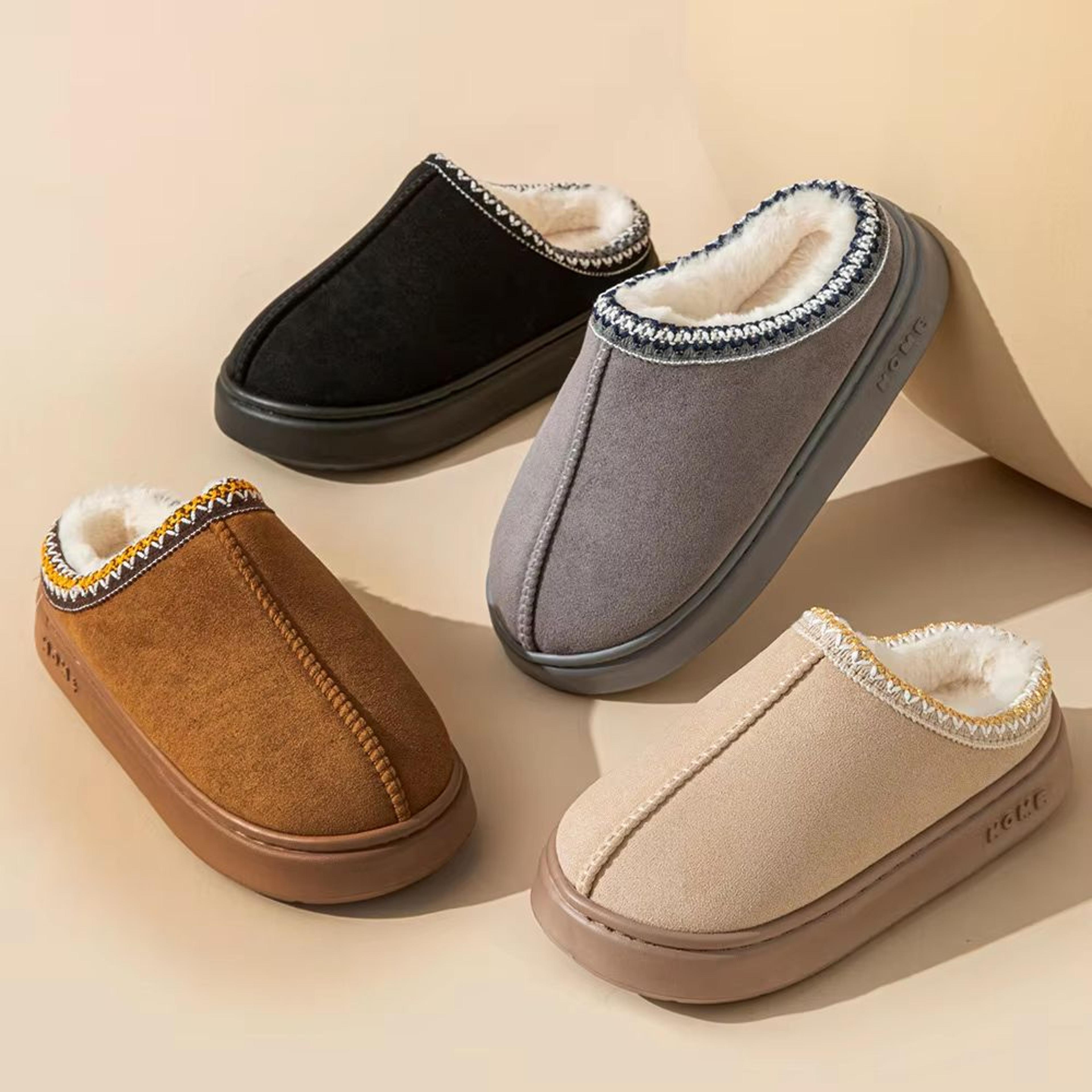 Womens Fluffy Platform Slippers Plush Warm NonSlip Winter Home Shoes 1