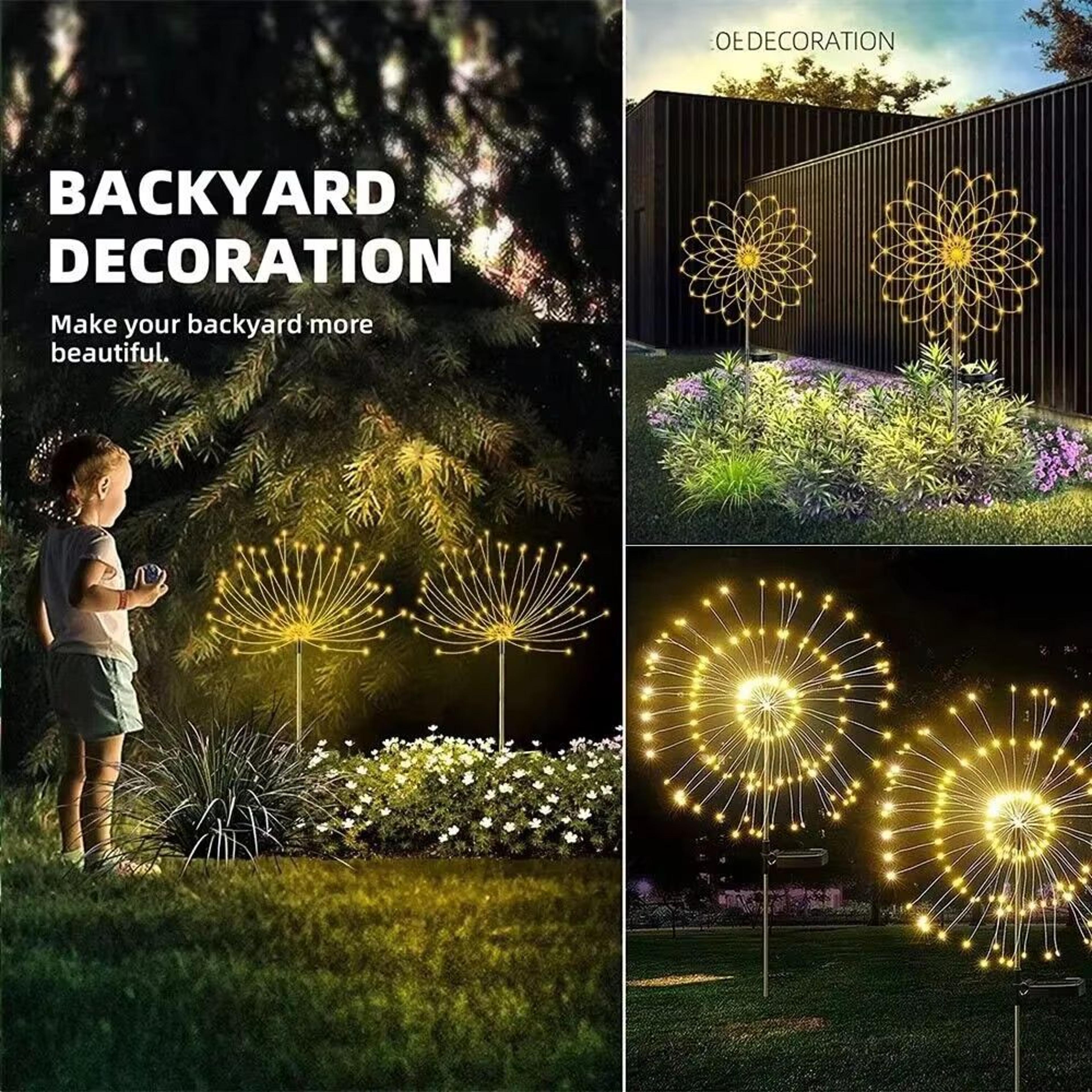 Solar Firework Garden Lights LED Outdoor Decoration Waterproof Lawn Lamp 15