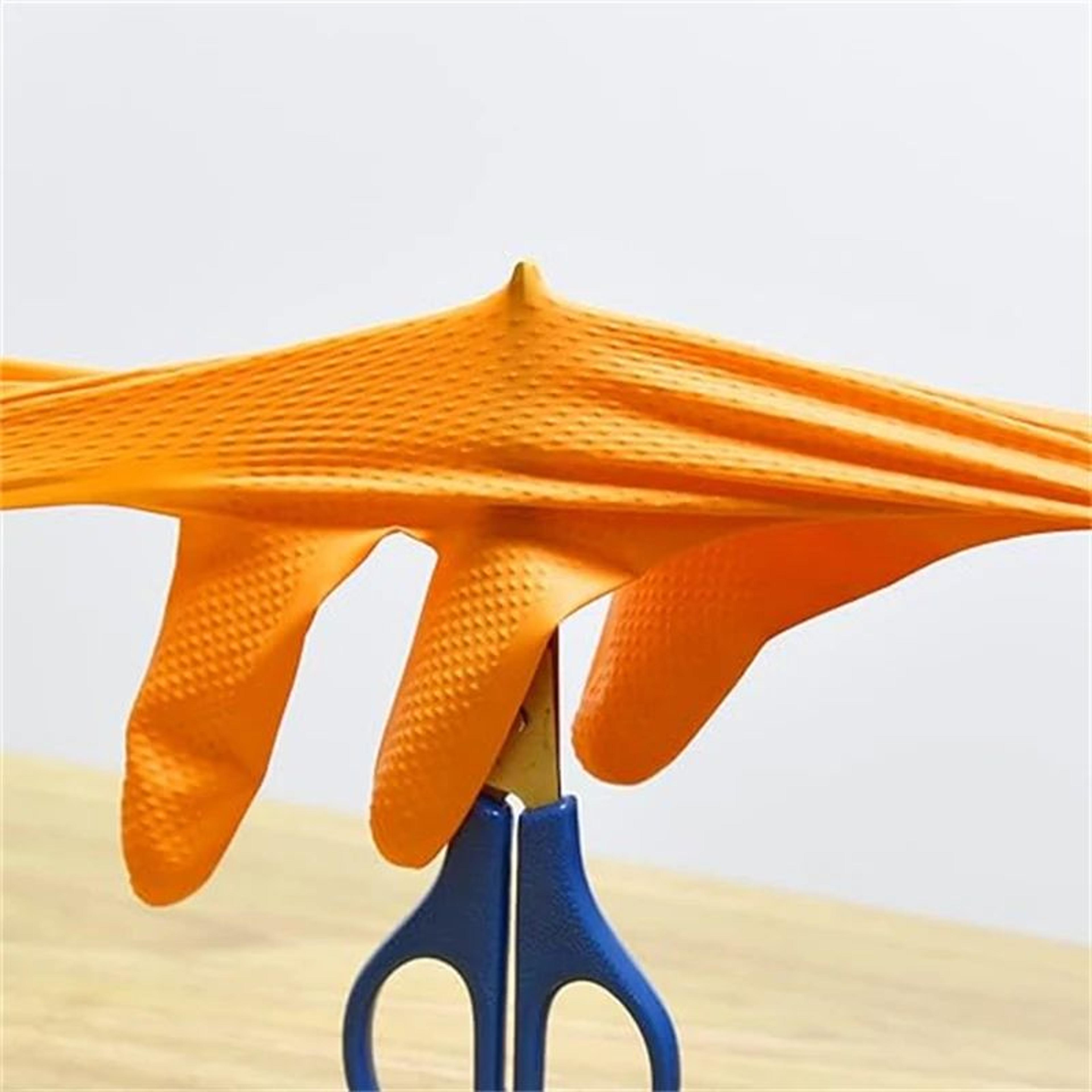 Heavy Duty 8 Mil Orange Nitrile Disposable Gloves With Diamond Textured Grip 2