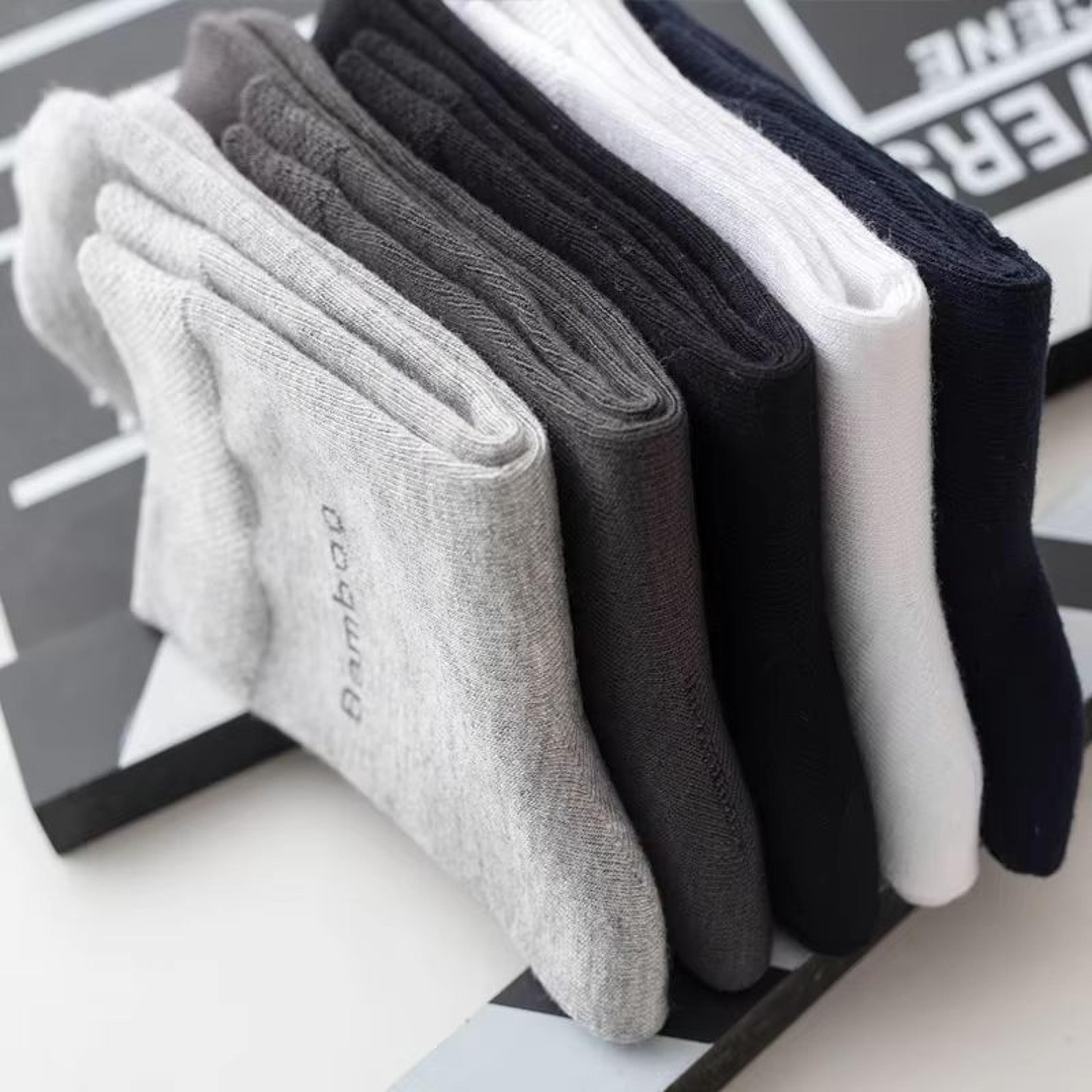 Mens AntiBacterial Breathable Bamboo Fiber Socks 10 Pairs Casual Black White Size 3845 5