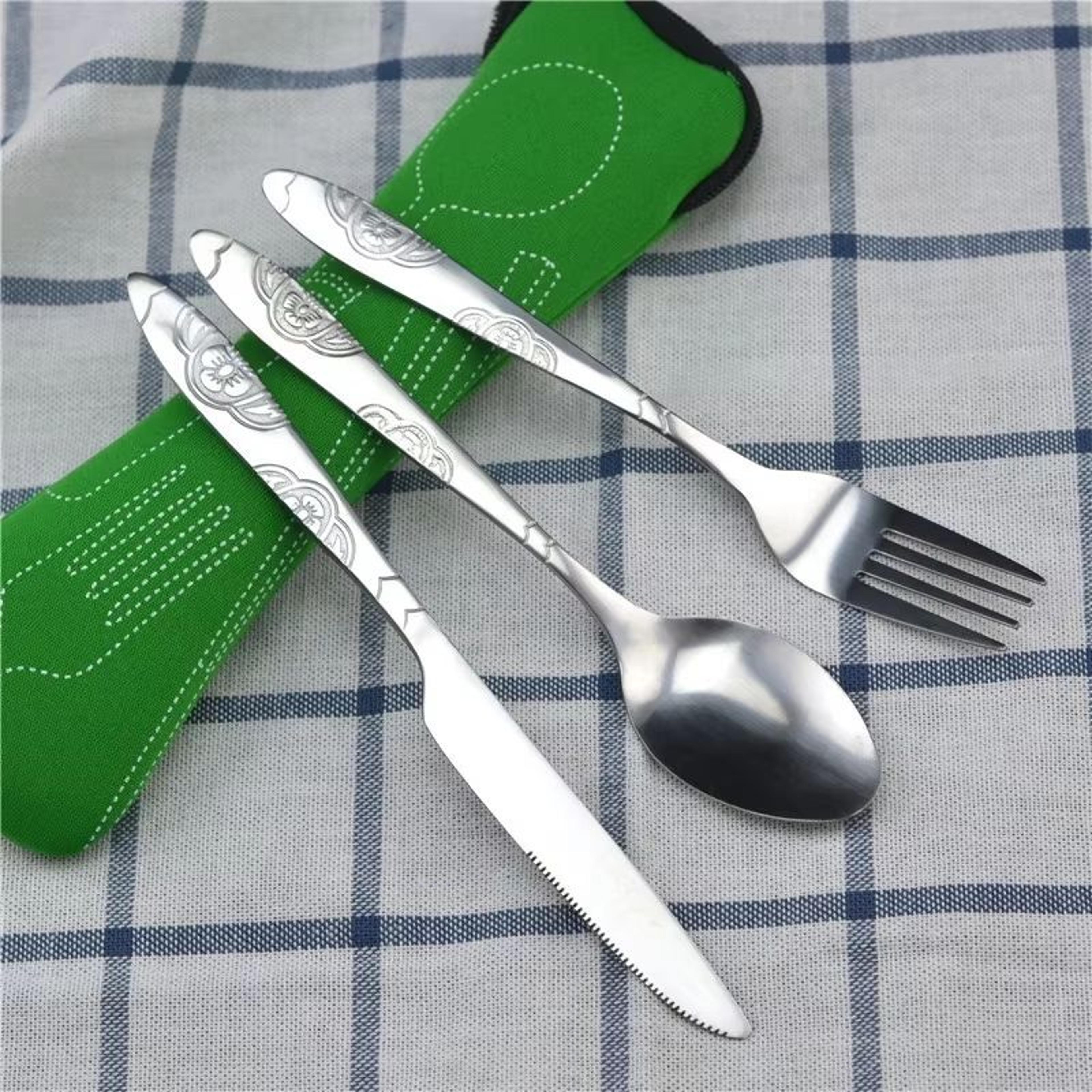 Portable Picnic Cutlery Set With Washable Tableware And Zipper Travel Case 7