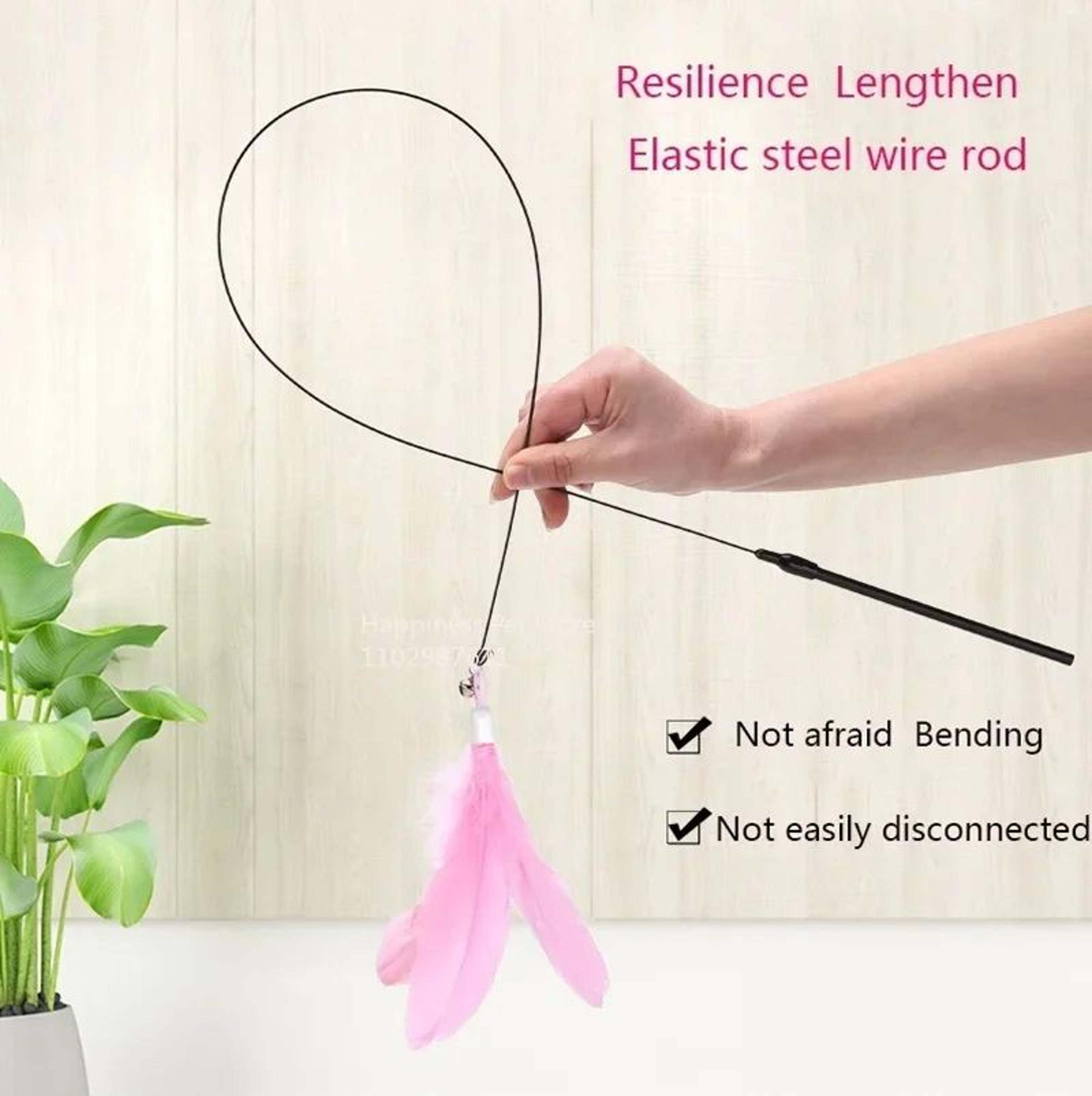 Cat Teaser Toy With Bell And Suction Cup Extended Rod Replaceable Feather Head 1