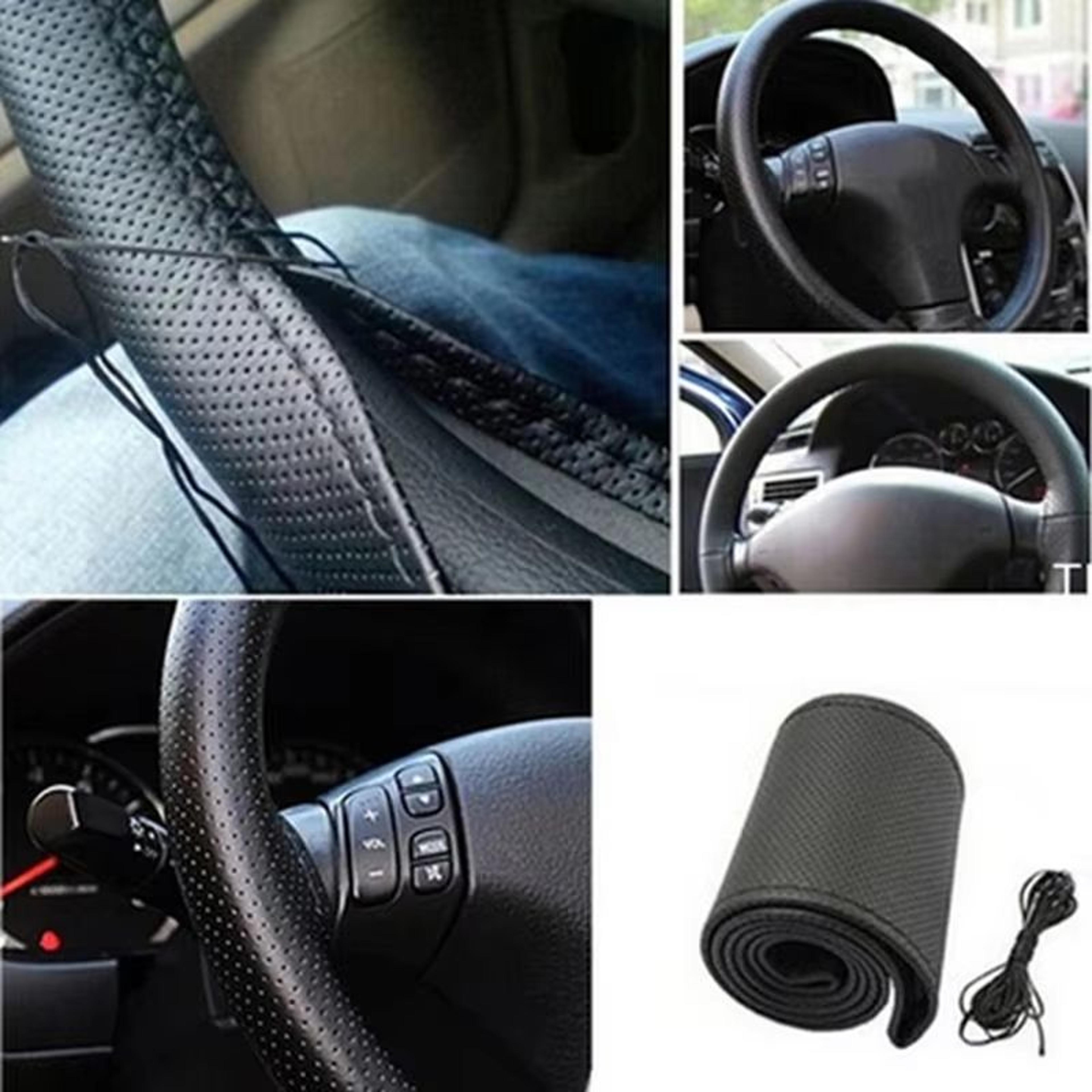 DIY Car Steering Wheel Cover Kit In Artificial Leather With Needle  Braid Thread 3