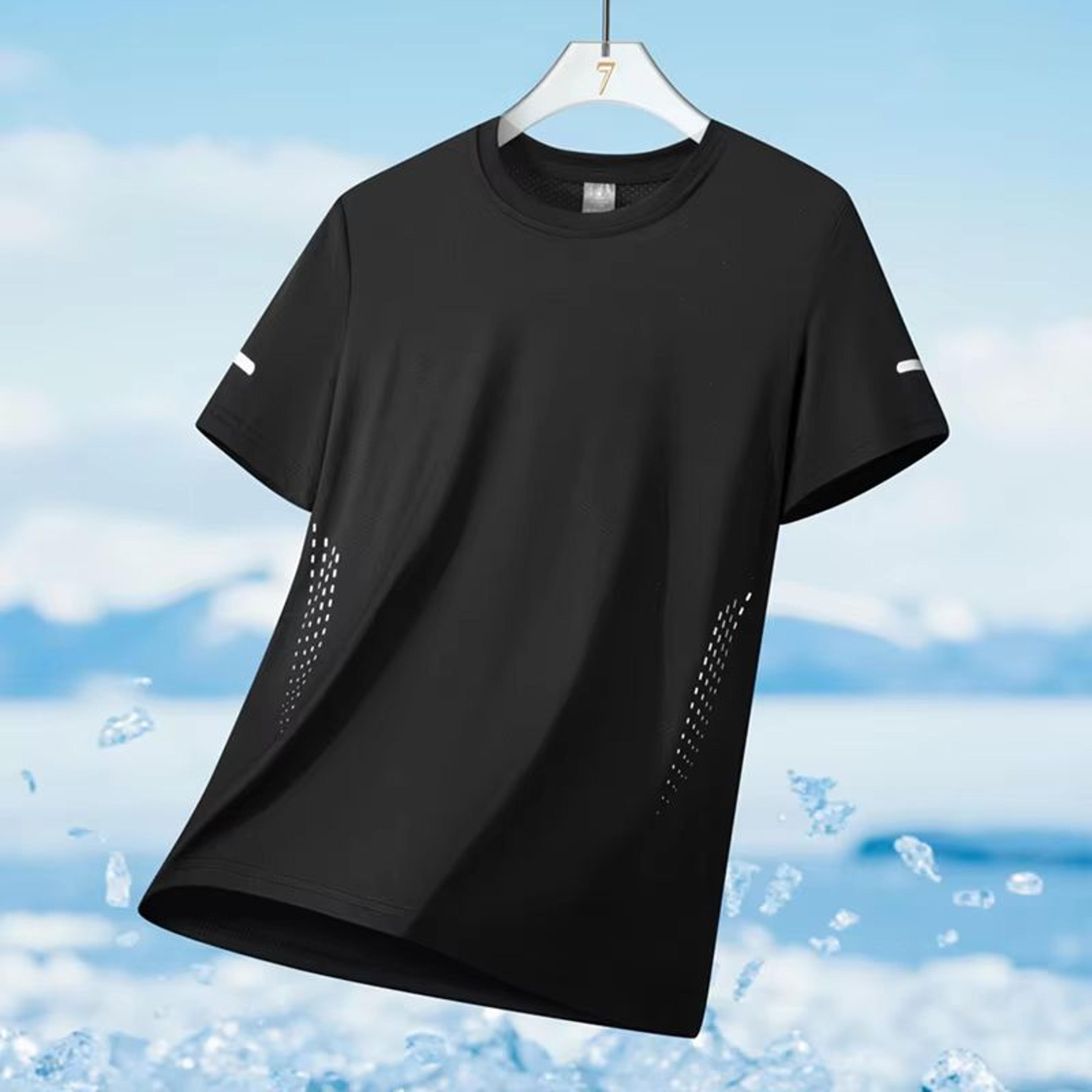 Mens Ice Silk QuickDry Reflective Running TShirt  Breathable Fitness Top Up To 5XL 9