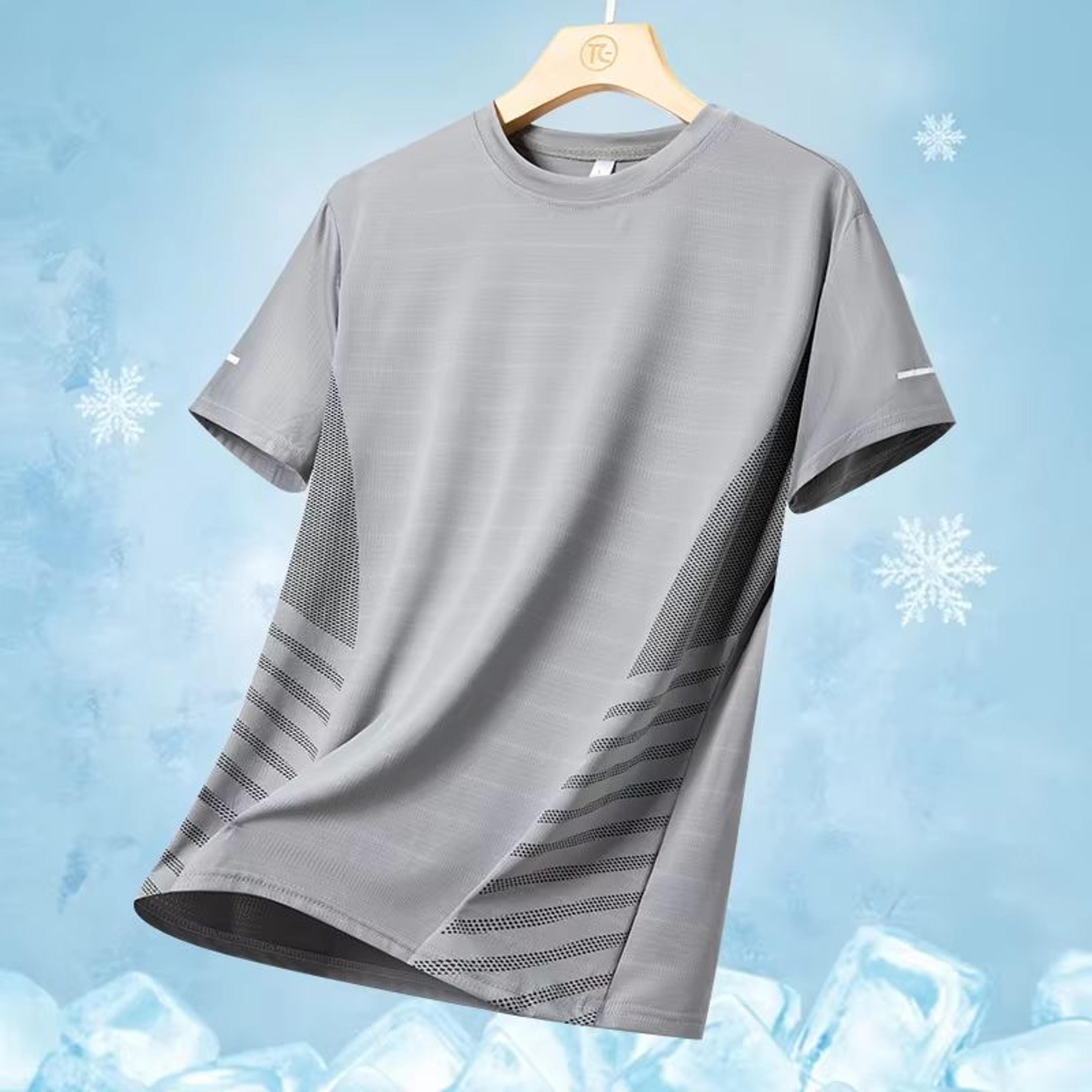 Mens Ice Silk QuickDry Reflective Running TShirt  Breathable Fitness Top Up To 5XL 11