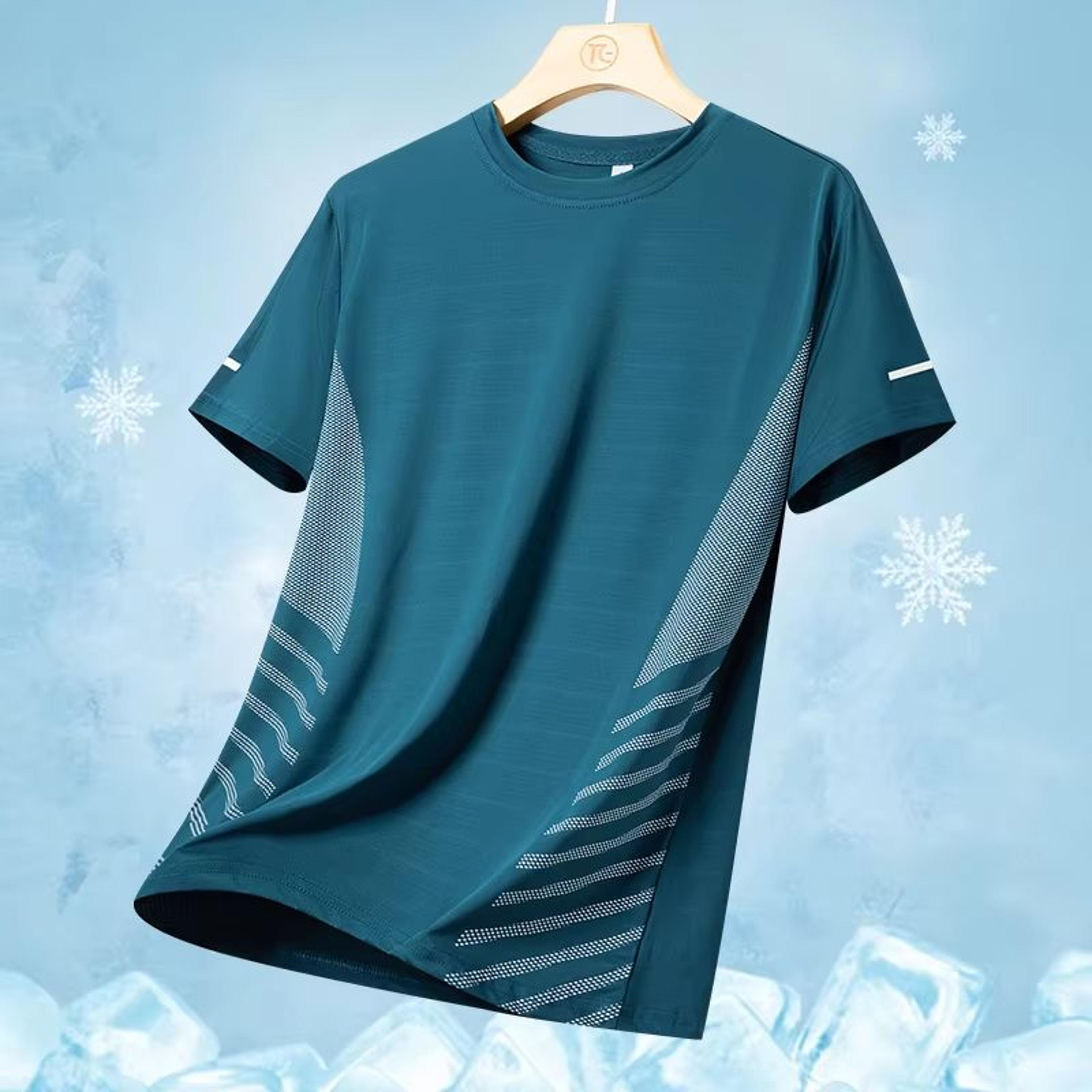 Mens Ice Silk QuickDry Reflective Running TShirt  Breathable Fitness Top Up To 5XL 12