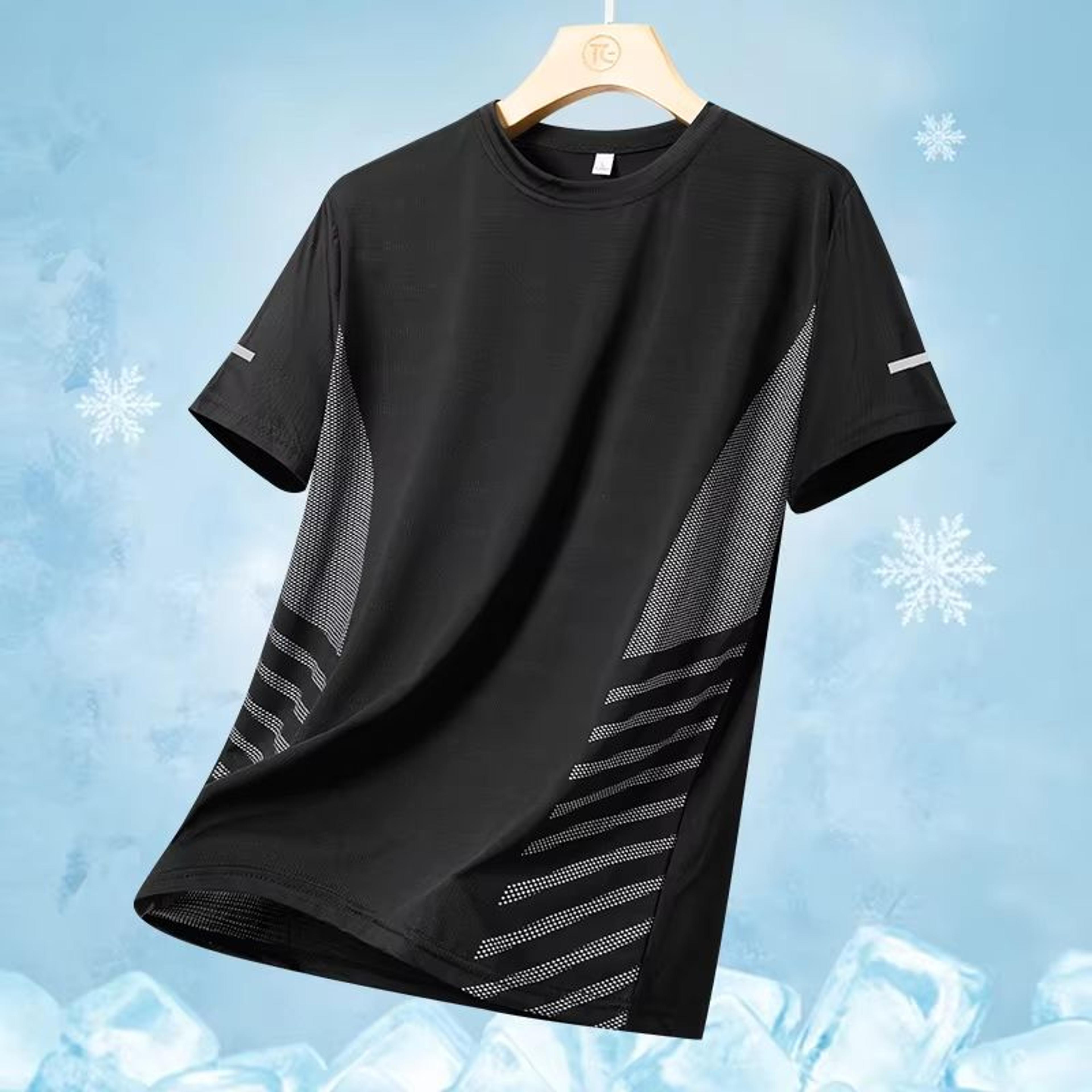 Mens Ice Silk QuickDry Reflective Running TShirt  Breathable Fitness Top Up To 5XL 7