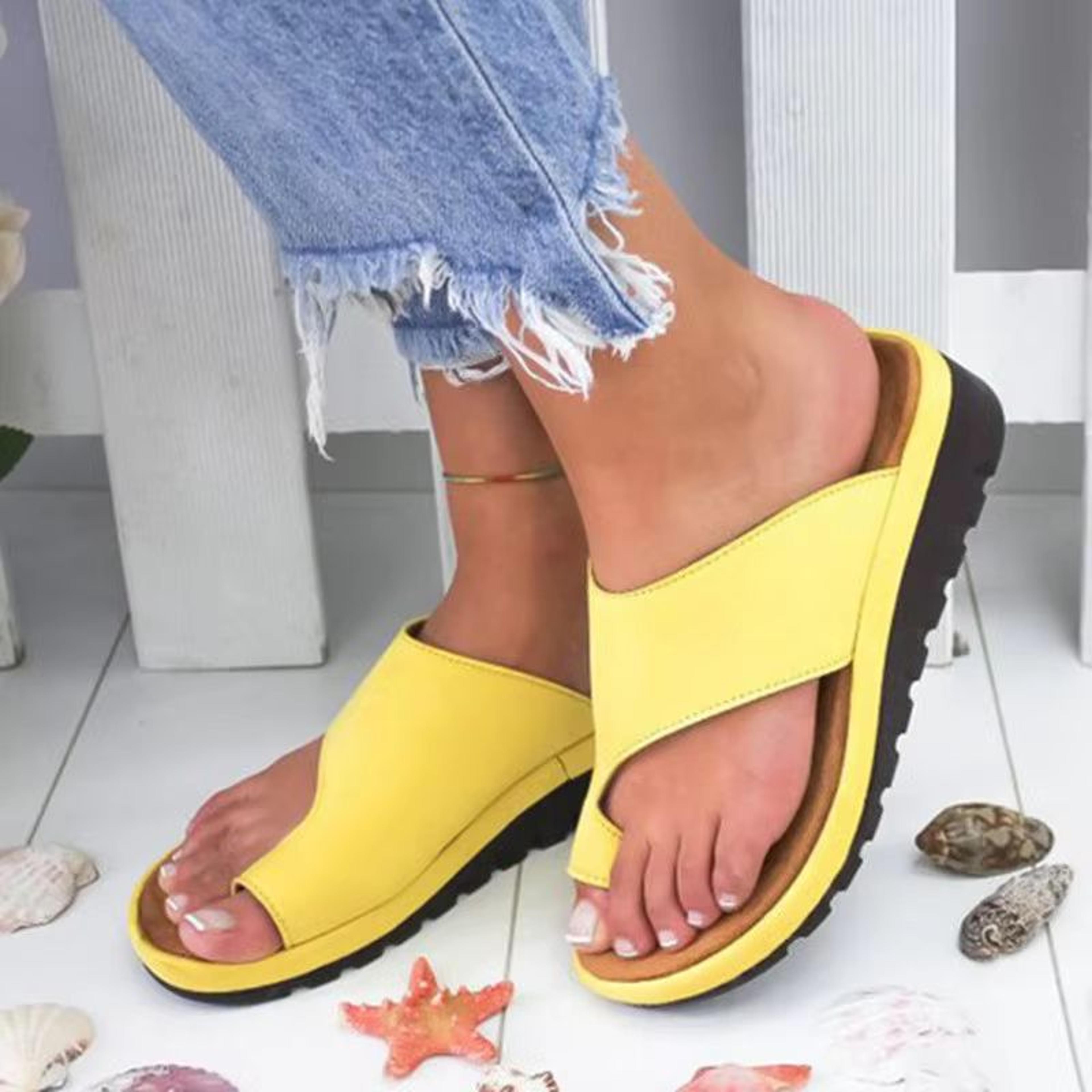 Womens Flat Sole Orthopedic Bunion Friendly Slippers Casual Soft Big Toe Support Sandals 6