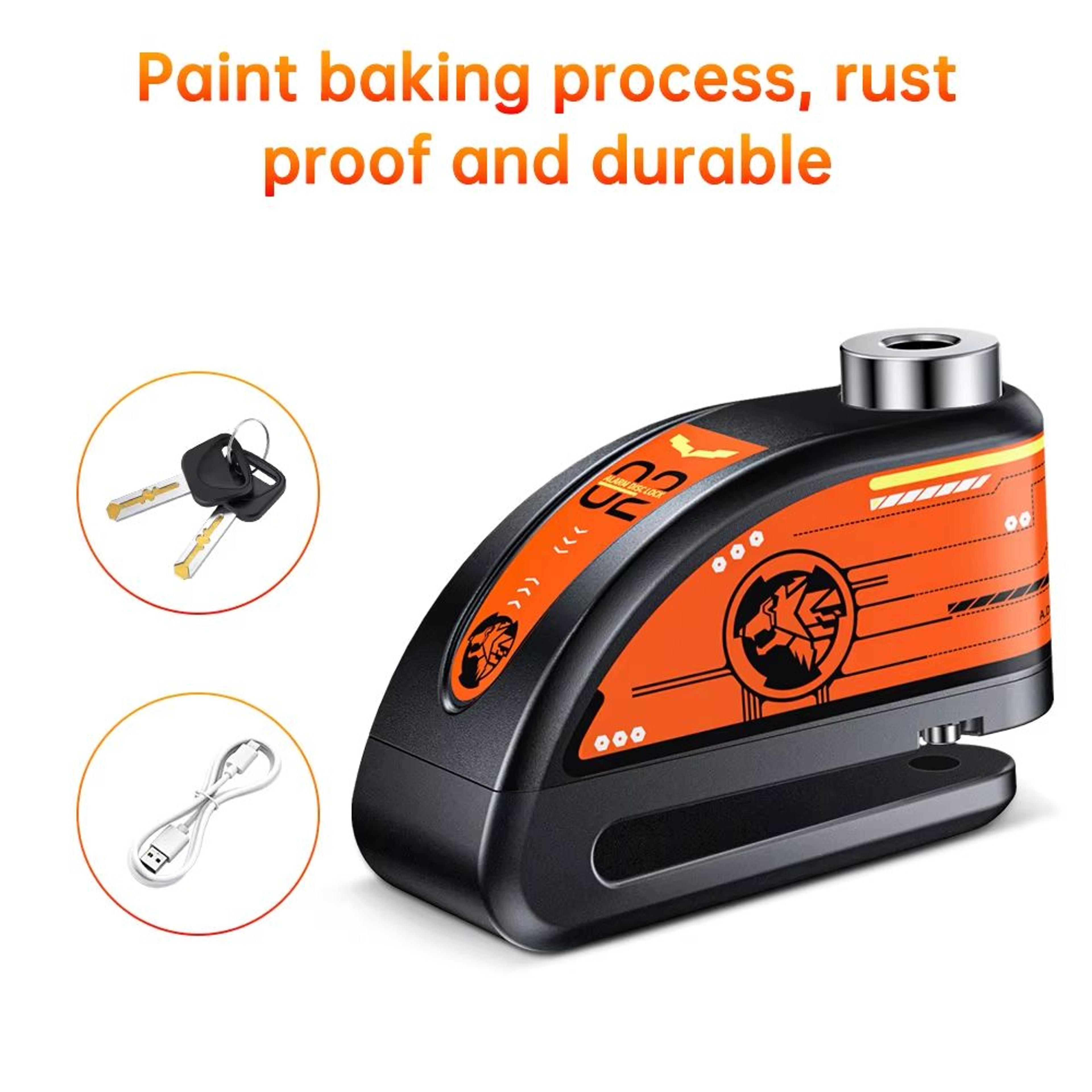 Anti Theft Motorcycle Disc Brake Lock With 120dB Alarm Waterproof Security 18