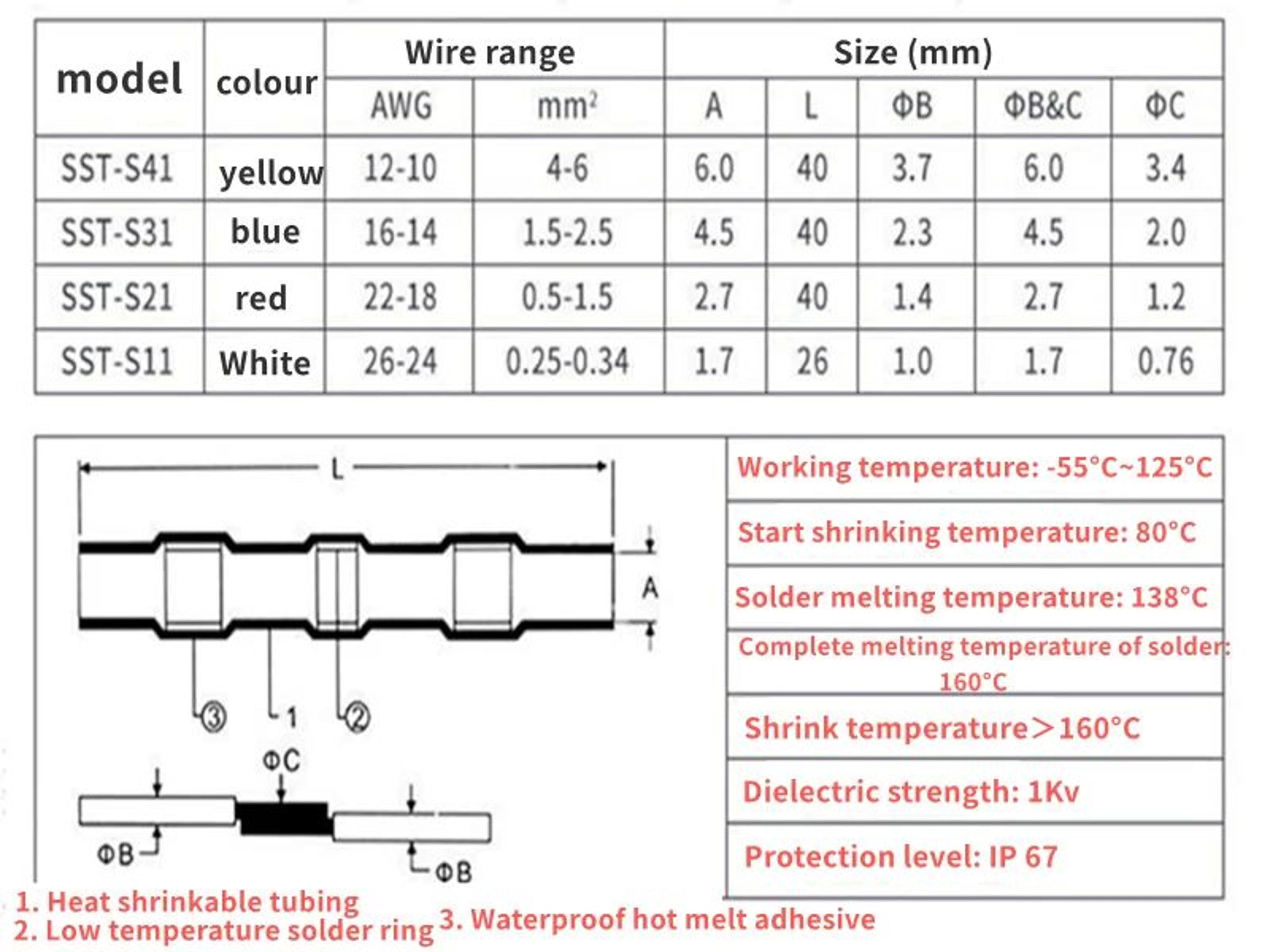 Waterproof Heat Shrink Solder Connector Terminals For Electrical Wiring 5