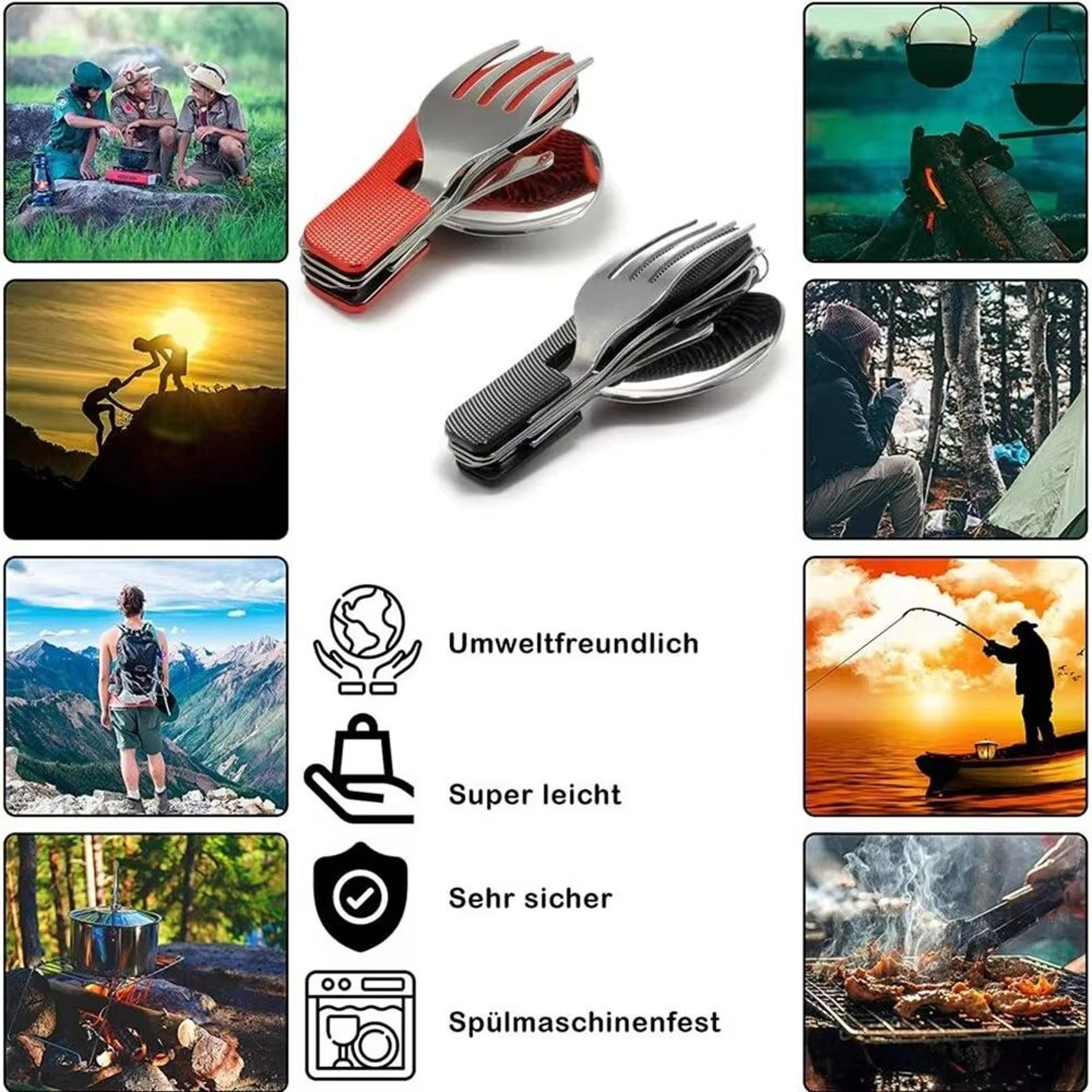 Foldable Camping Utensil Set MultiFunctional Knife Fork Spoon Outdoor Travel 5