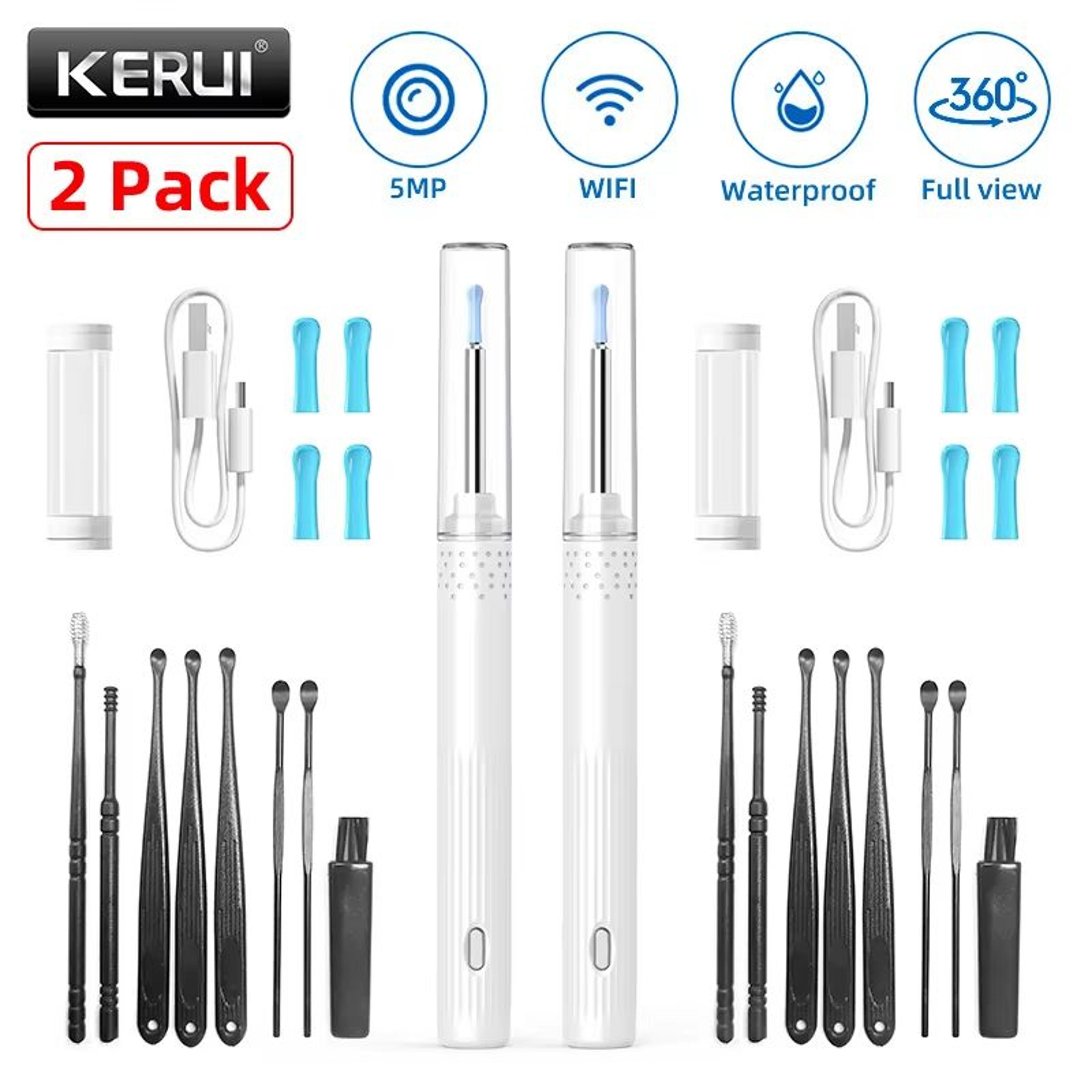 KERUI Smart Ear Wax Removal Kit With 5MP HD Camera And Light Endoscope Otoscope 8