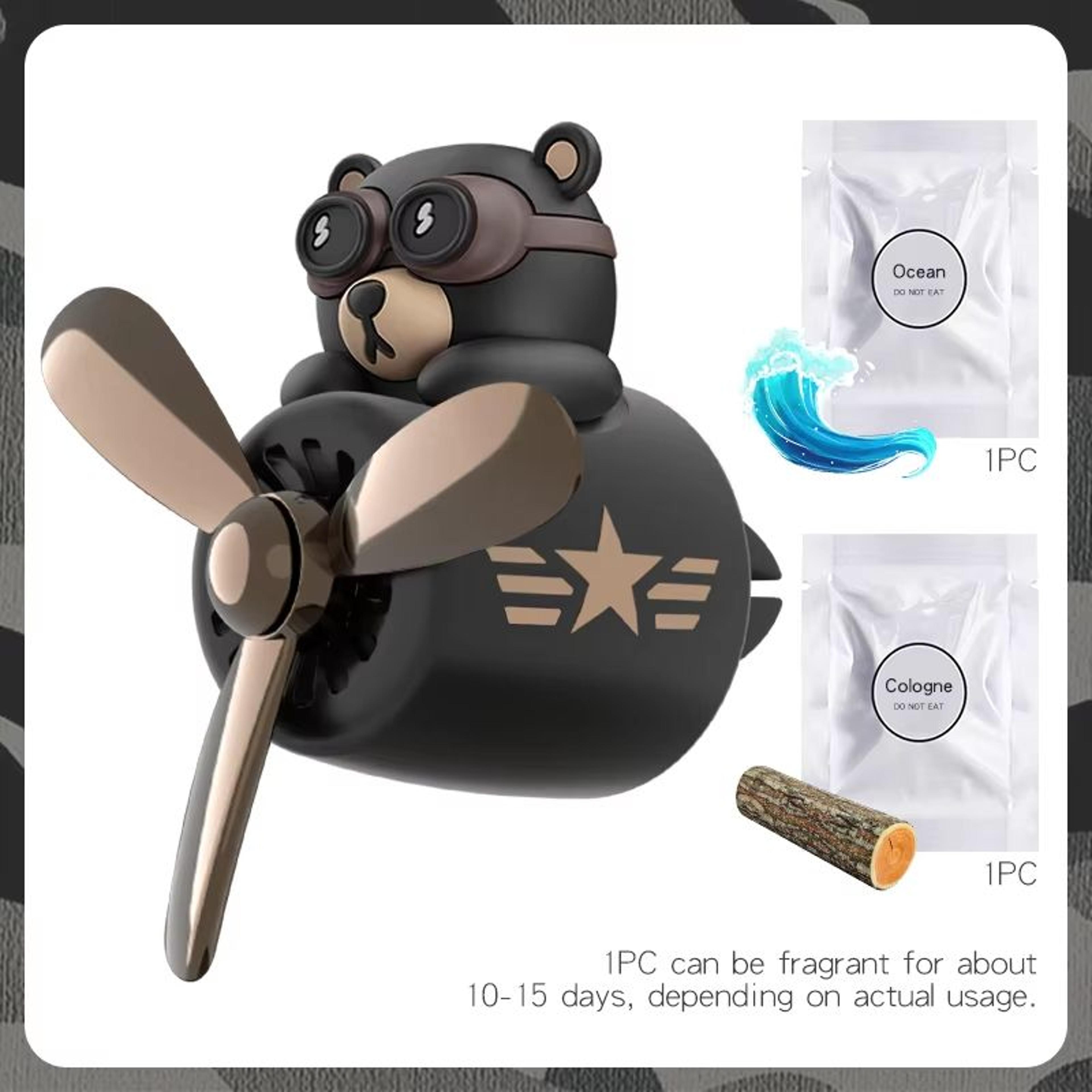 Rotating Airplane Pilot Bear Car Air Freshener Vent Clip Diffuser 7