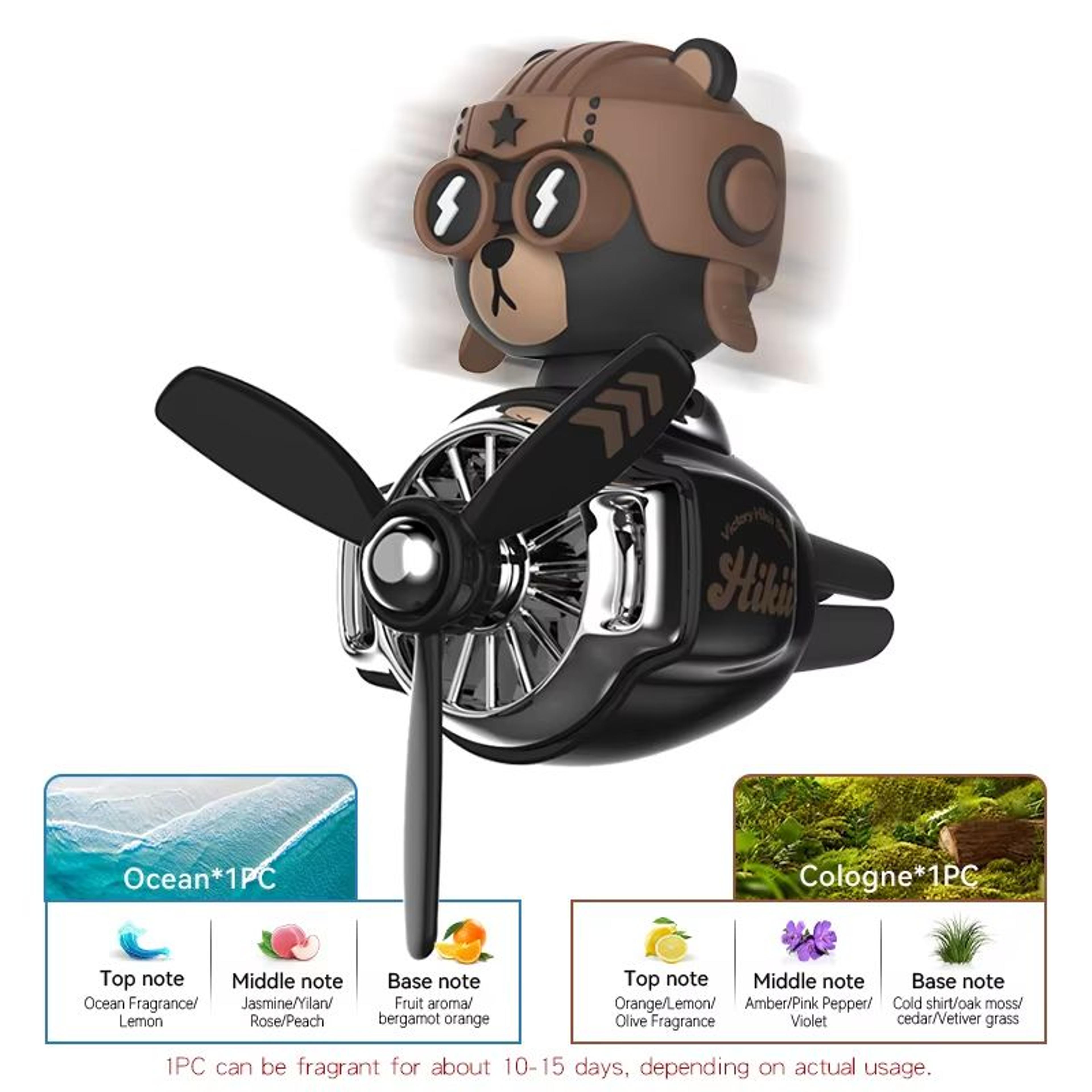 Rotating Airplane Pilot Bear Car Air Freshener Vent Clip Diffuser 9