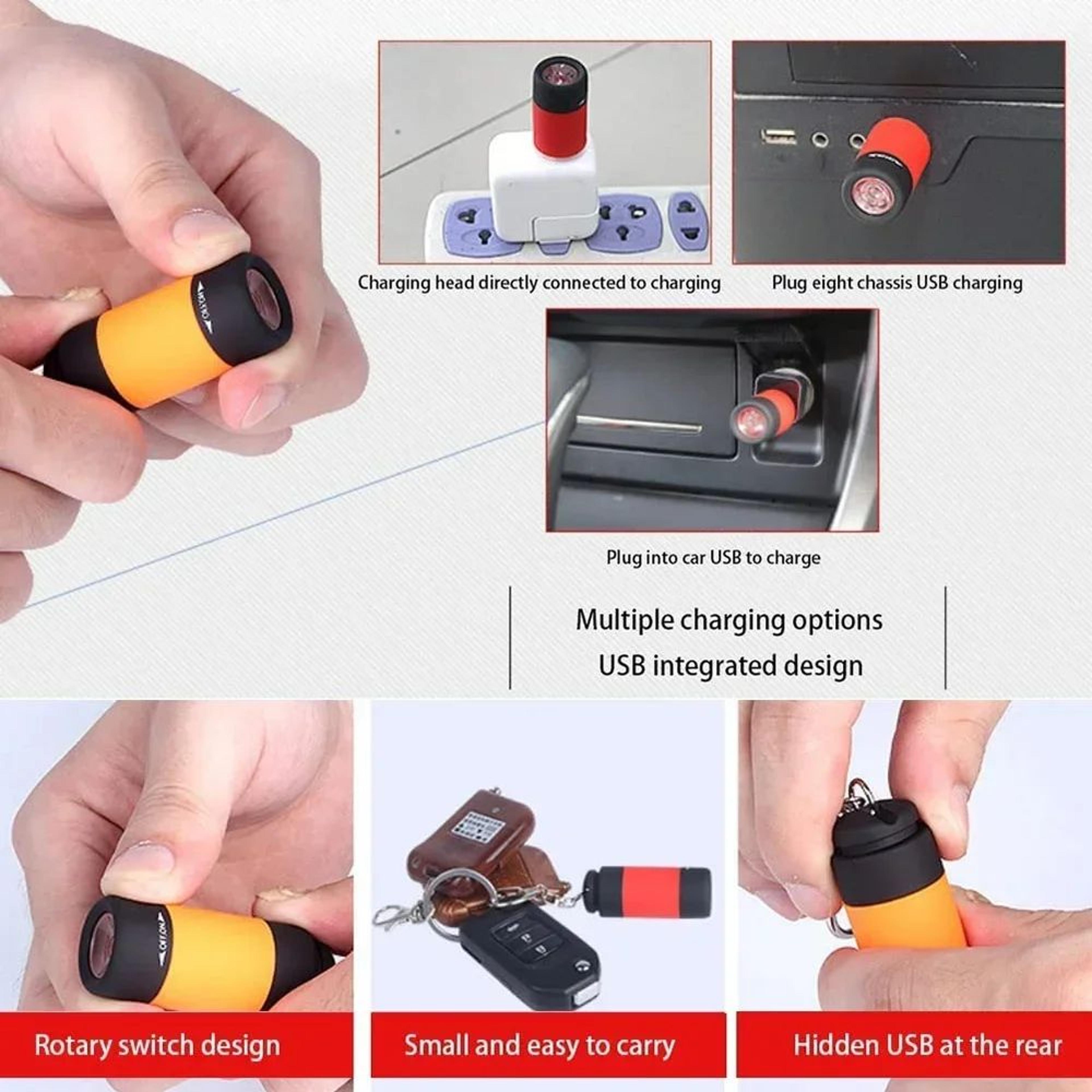 USB Rechargeable LED Pocket Keychain Flashlight Waterproof Mini Torch 4