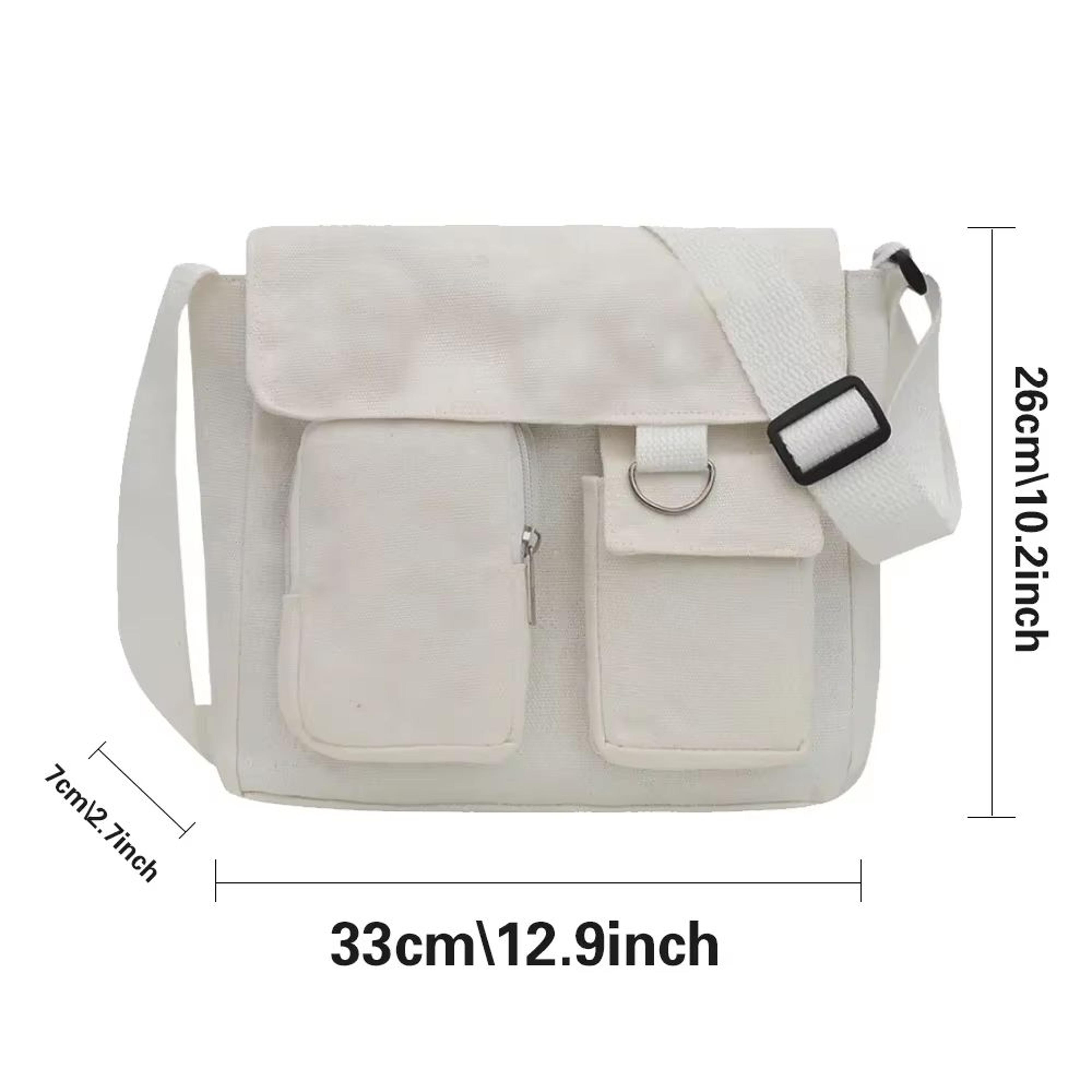 Large Capacity Canvas Crossbody Bag For Women Solid Color Shoulder Bag 1