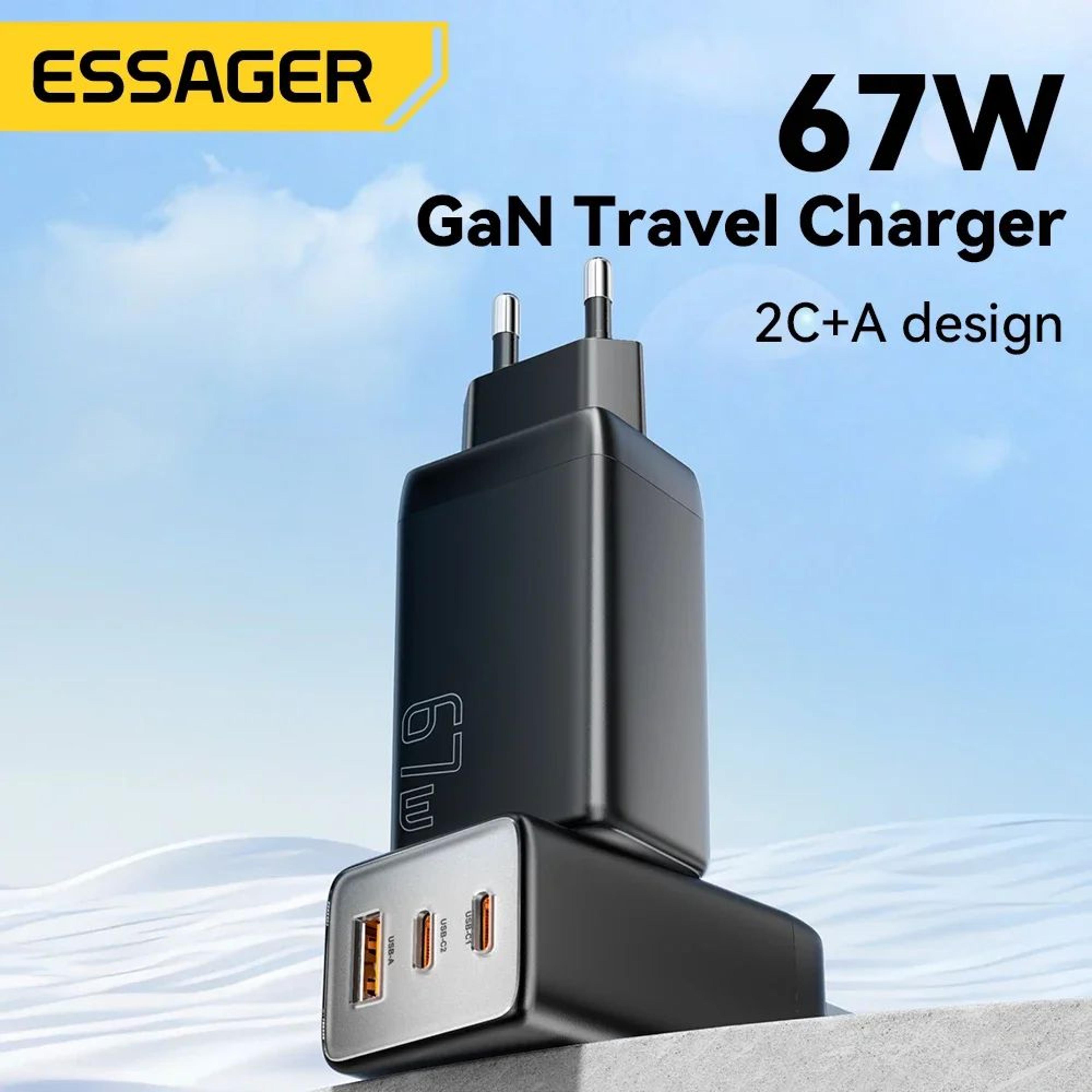 Essager 67W GaN Fast USBC Charger PD 30 QC 30 Compact Power Adapter 0