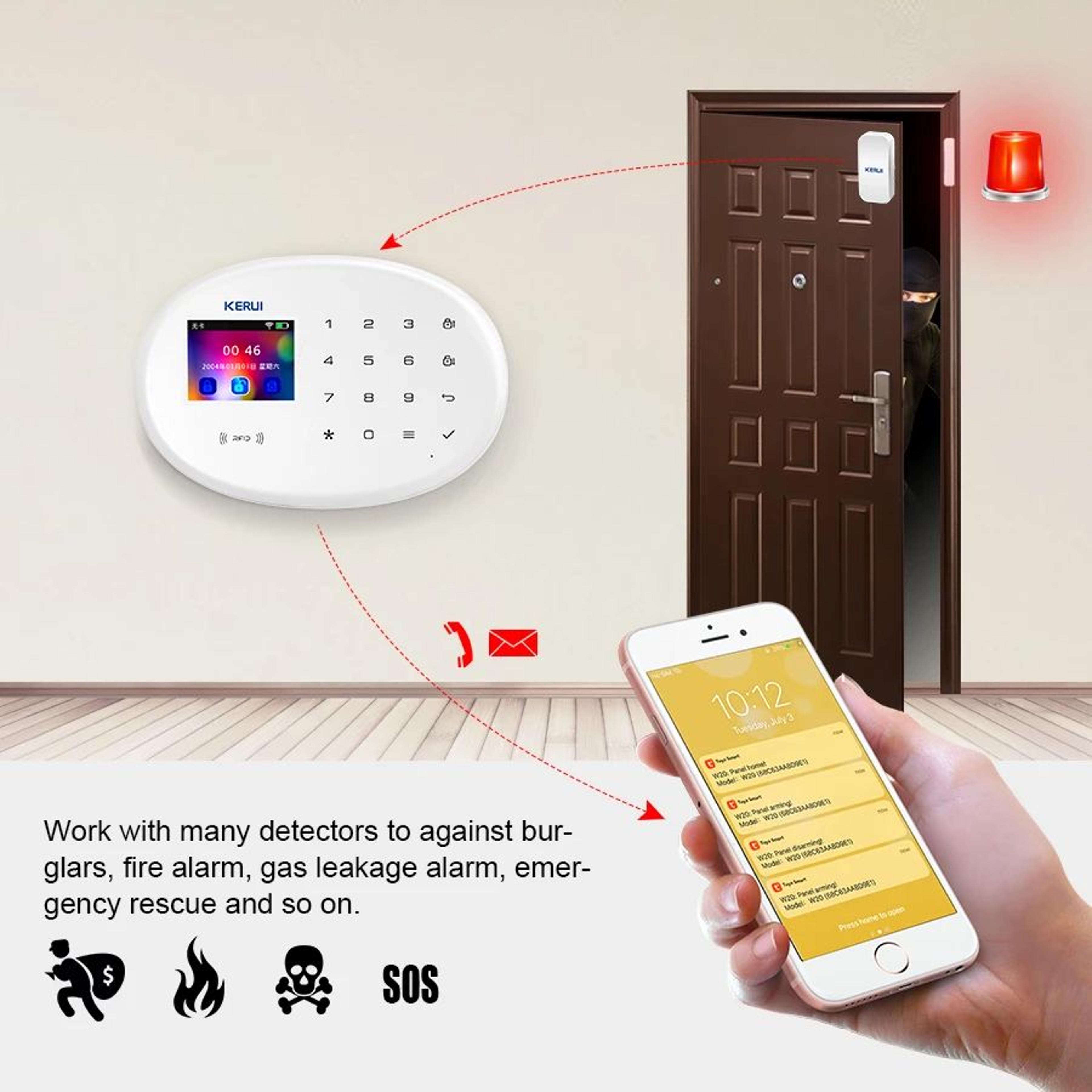 Tuya Smart 43Inch WiFi  GSM Home Security Alarm System With Temperature Display 2