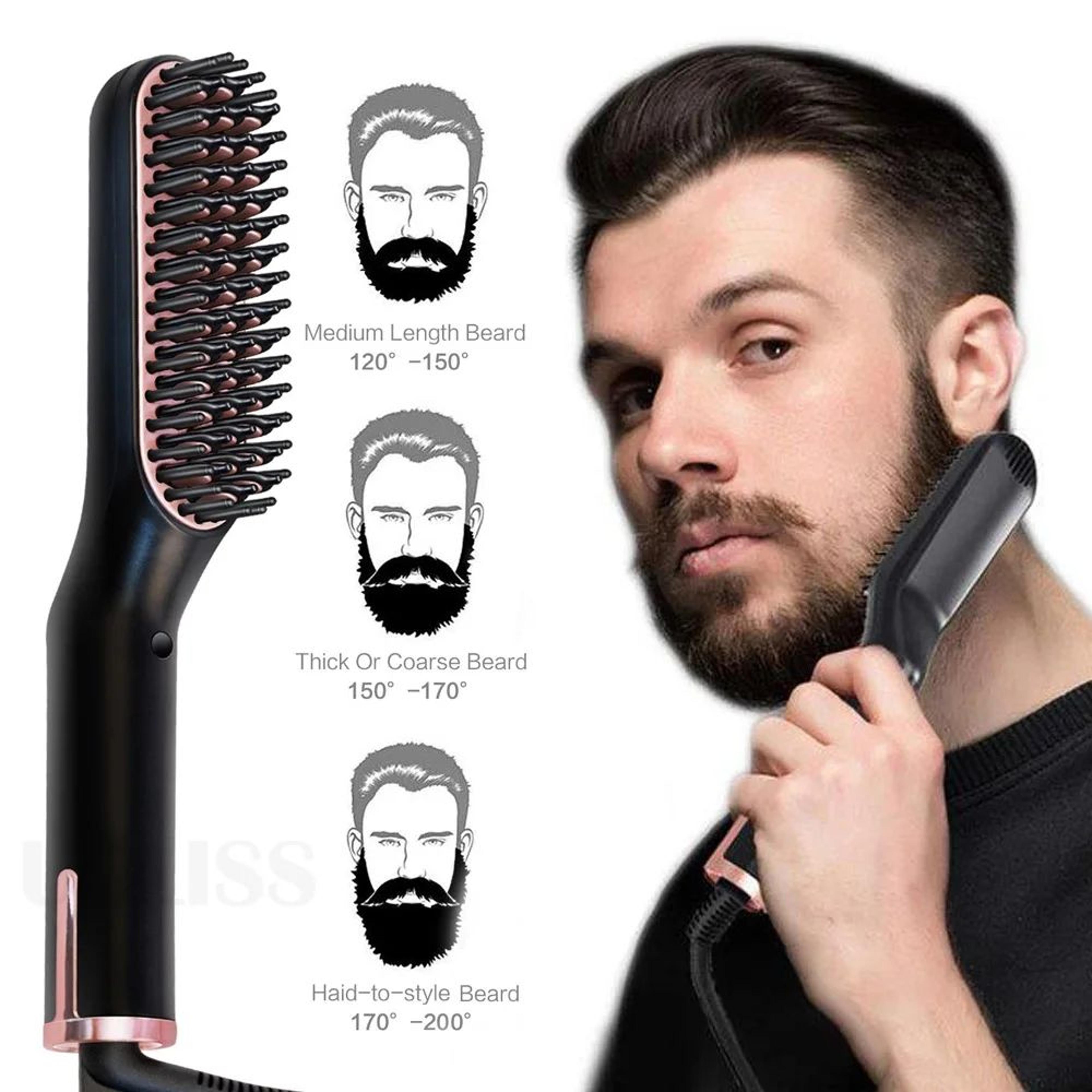 Mens Electric Beard Straightener With Negative Ion Hair Brush For Wet  Dry Styling 0