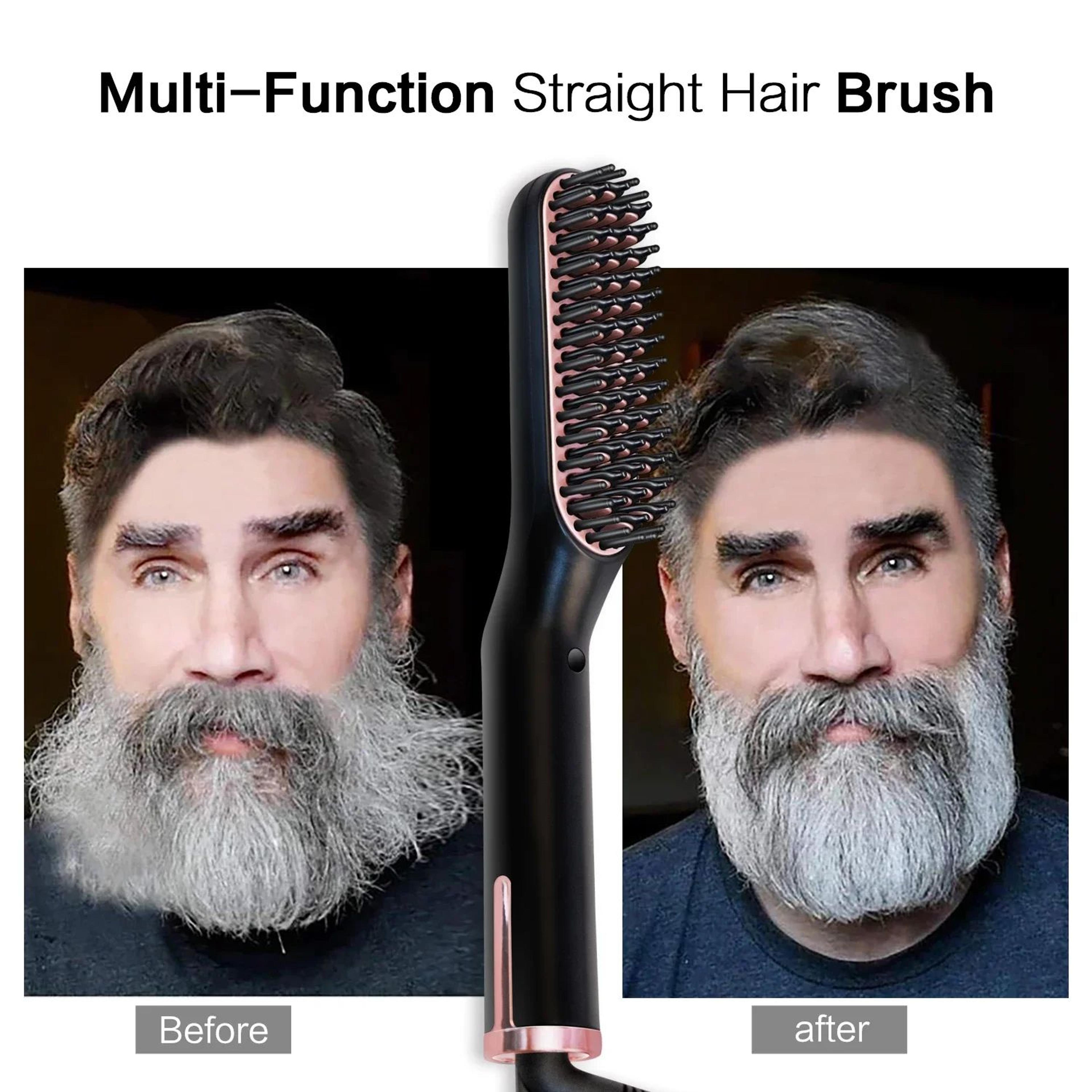 Mens Electric Beard Straightener With Negative Ion Hair Brush For Wet  Dry Styling 2