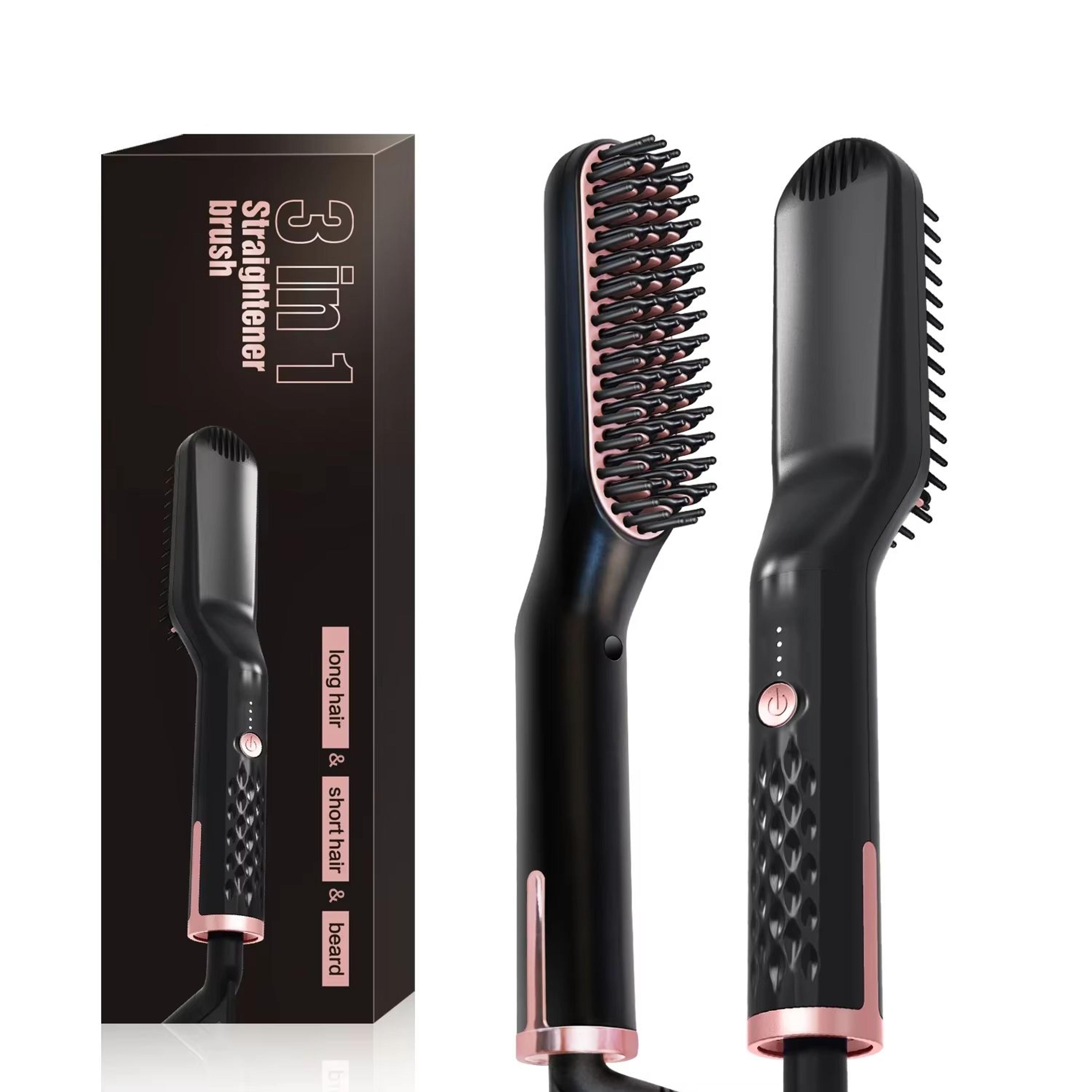 Mens Electric Beard Straightener With Negative Ion Hair Brush For Wet  Dry Styling 6