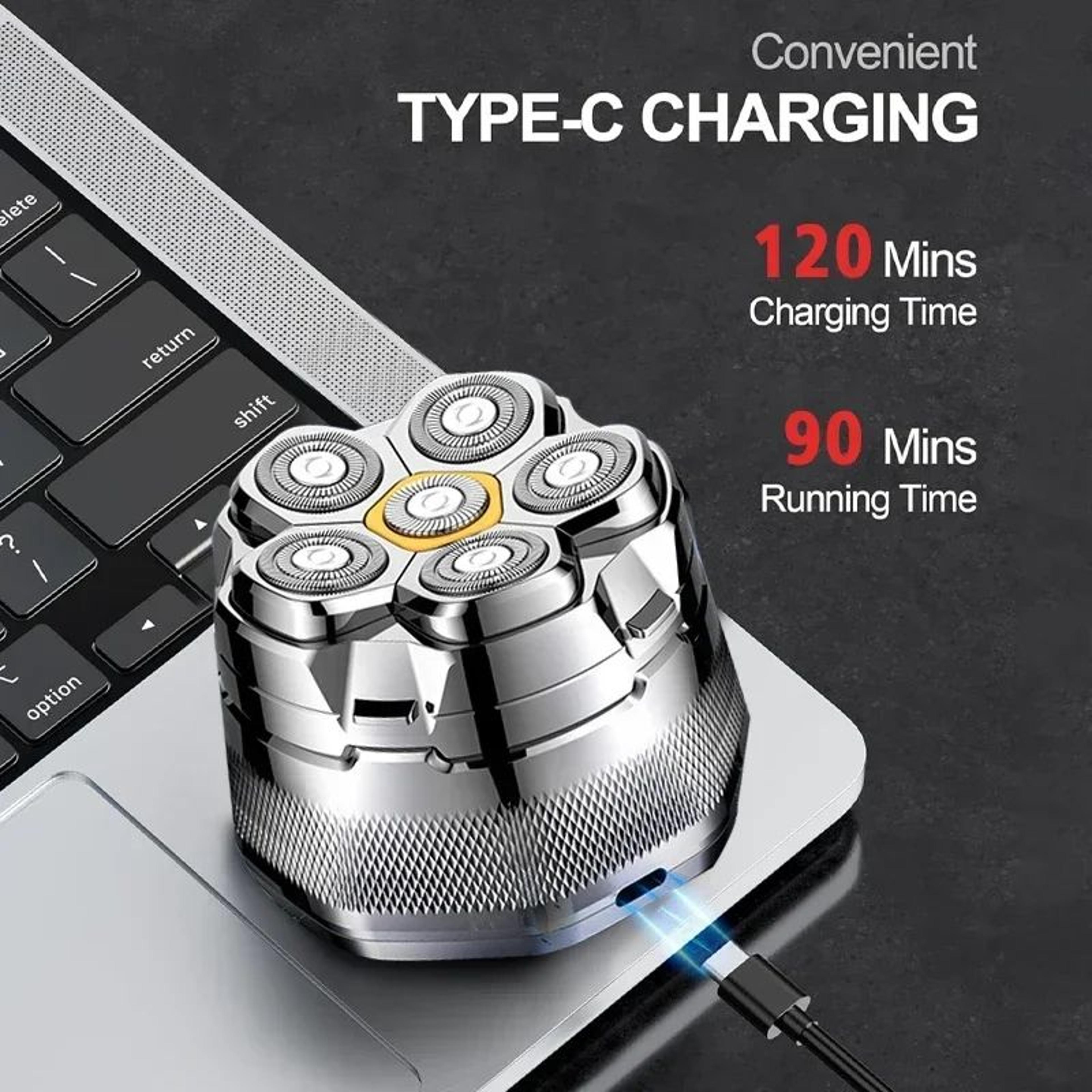 TINSOL Titanium Electric Head Shaver For Bald Men With 6D Magnetic Razor 5