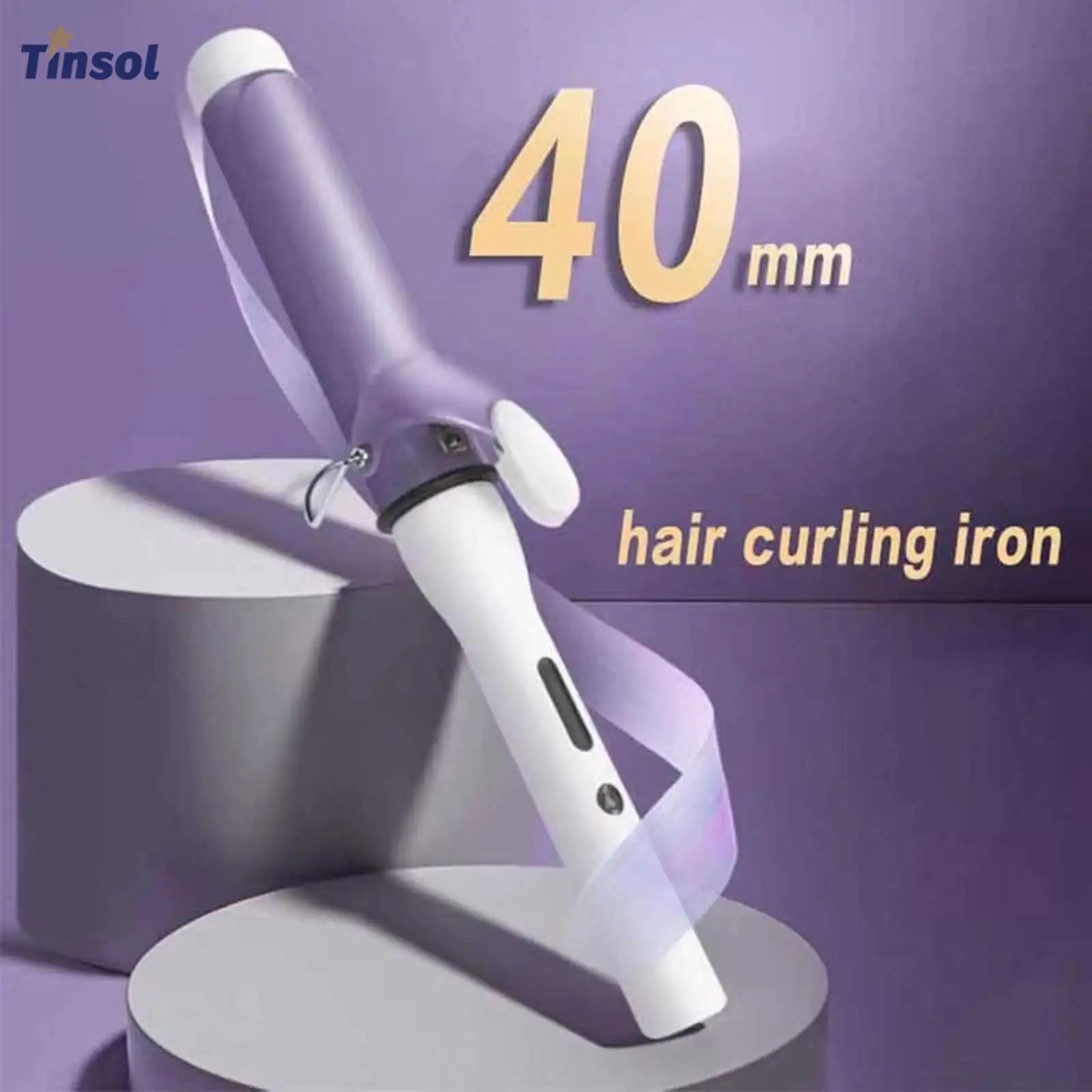 TINSOL 40MM Professional Ceramic JShape Rotating Big Wave Curling Iron 0