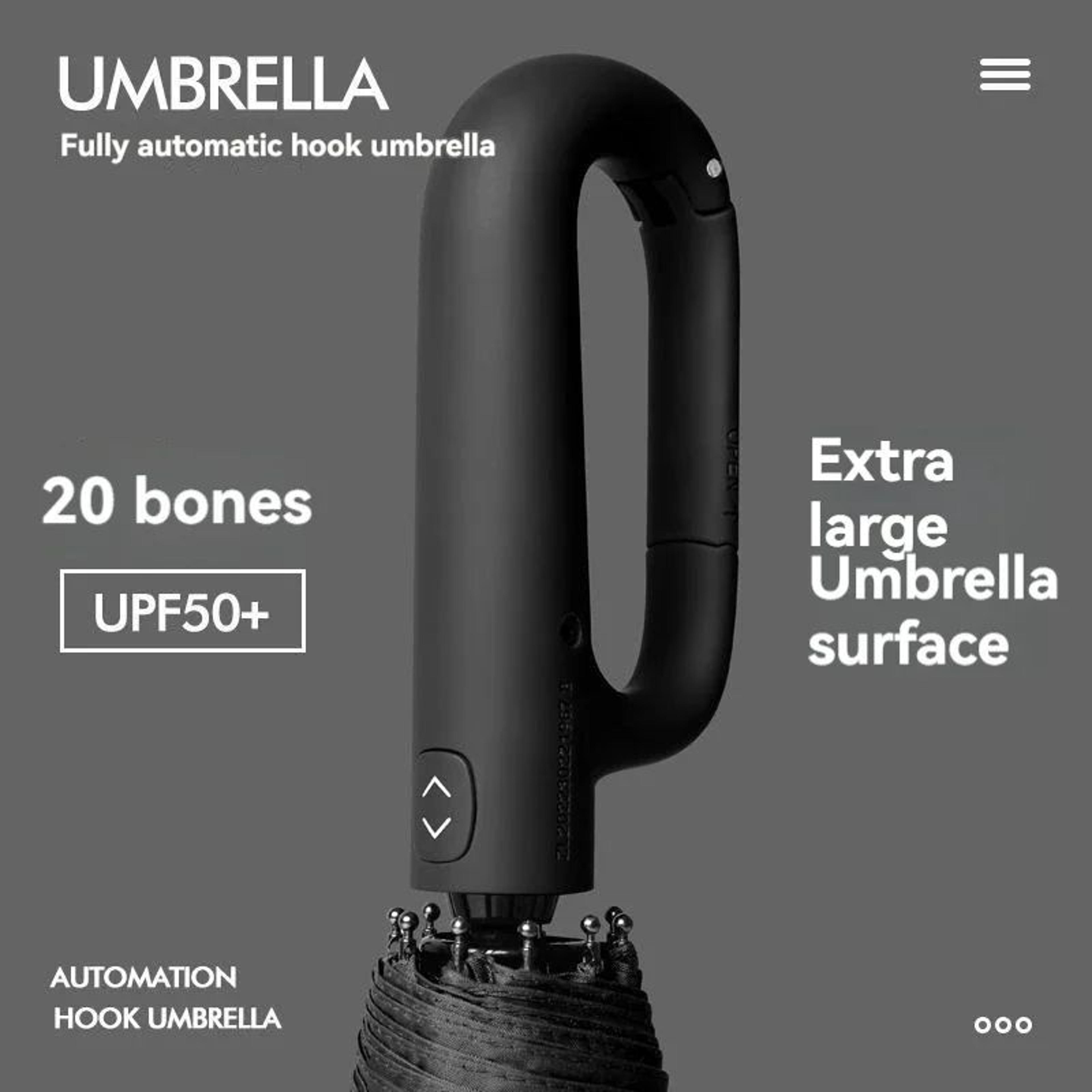 TINSOL Fully Automatic Ring Buckle Umbrella  Extra Large Strong Windproof Sun  Rain Protection 2