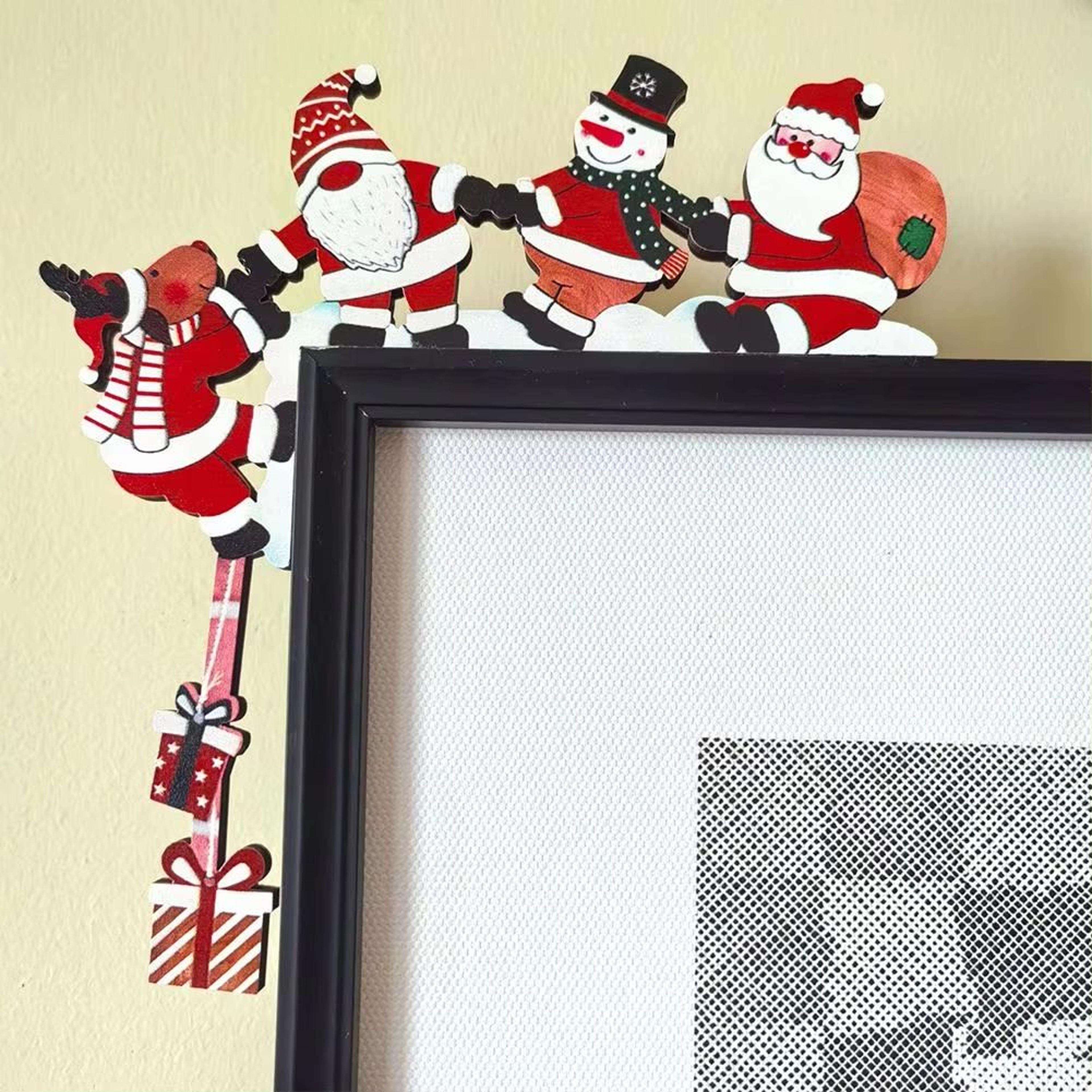 TINSOL Christmas Door Corner Decor  Santa Snowman  Reindeer Wooden Frame Ornament 0