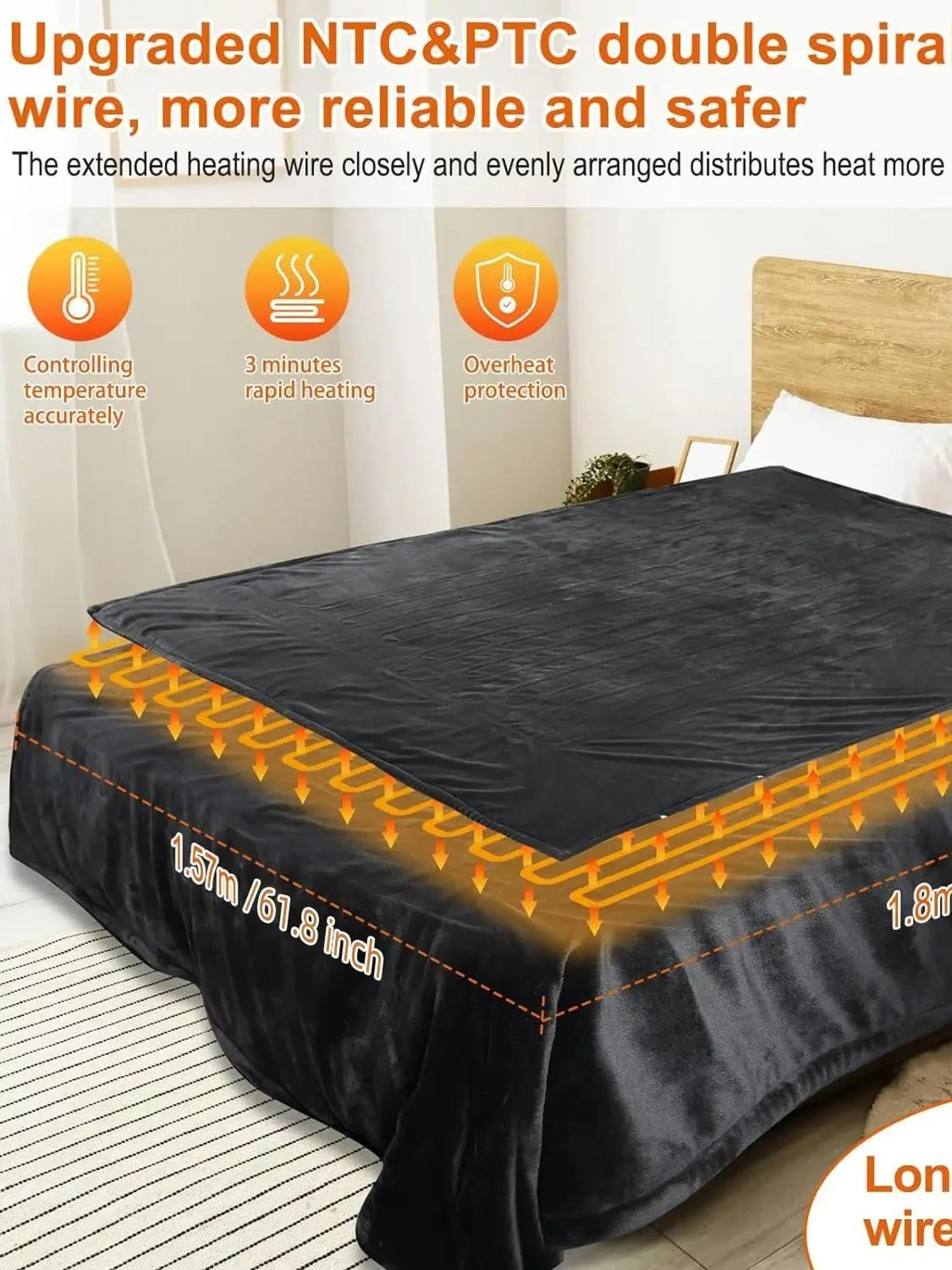Soft Electric Heated Throw Blanket 5906x7087in With Adjustable Heat Levels And Auto Shut Off 5