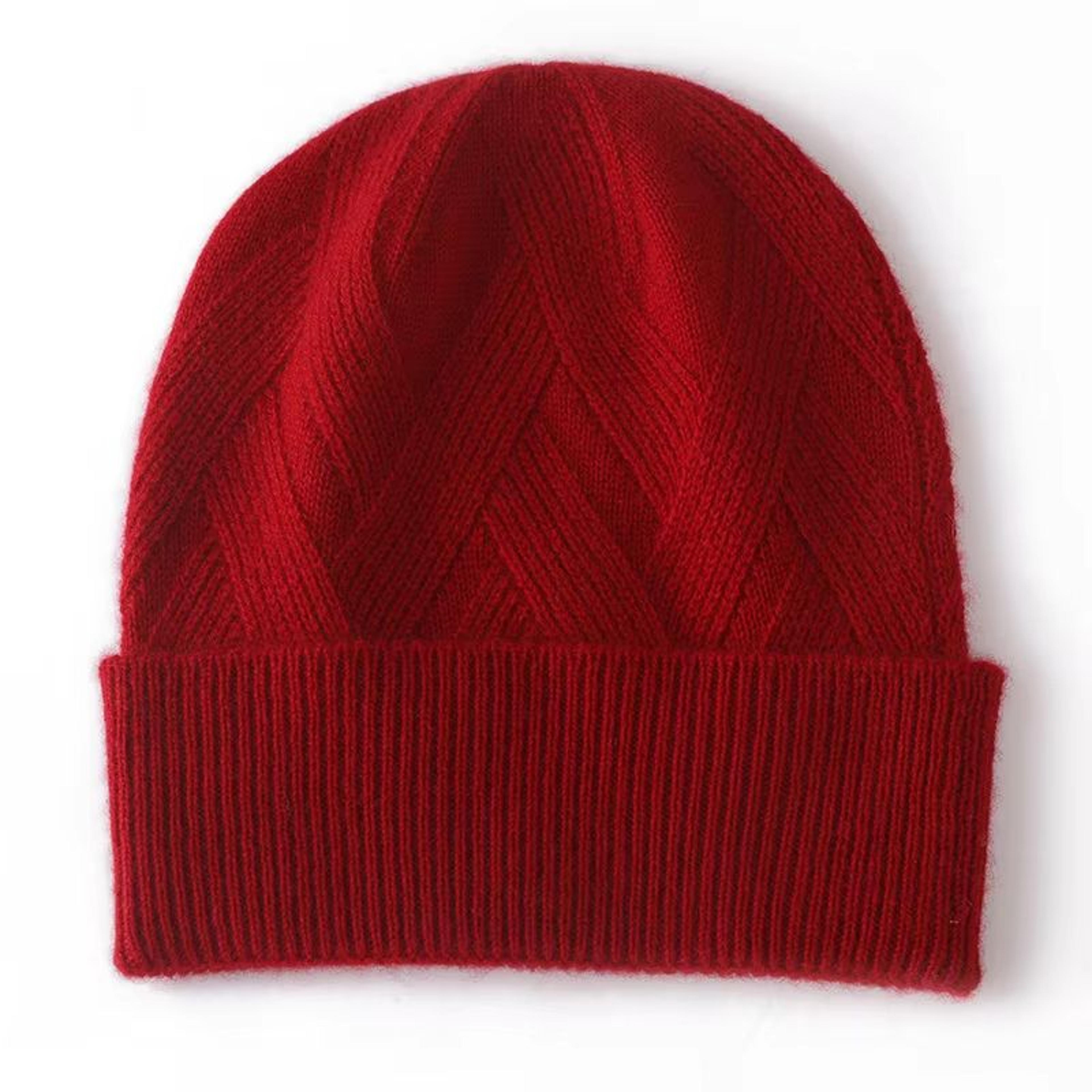 100 Pure Cashmere Knitted Womens Winter Hat Soft Warm Fashion Cap 3