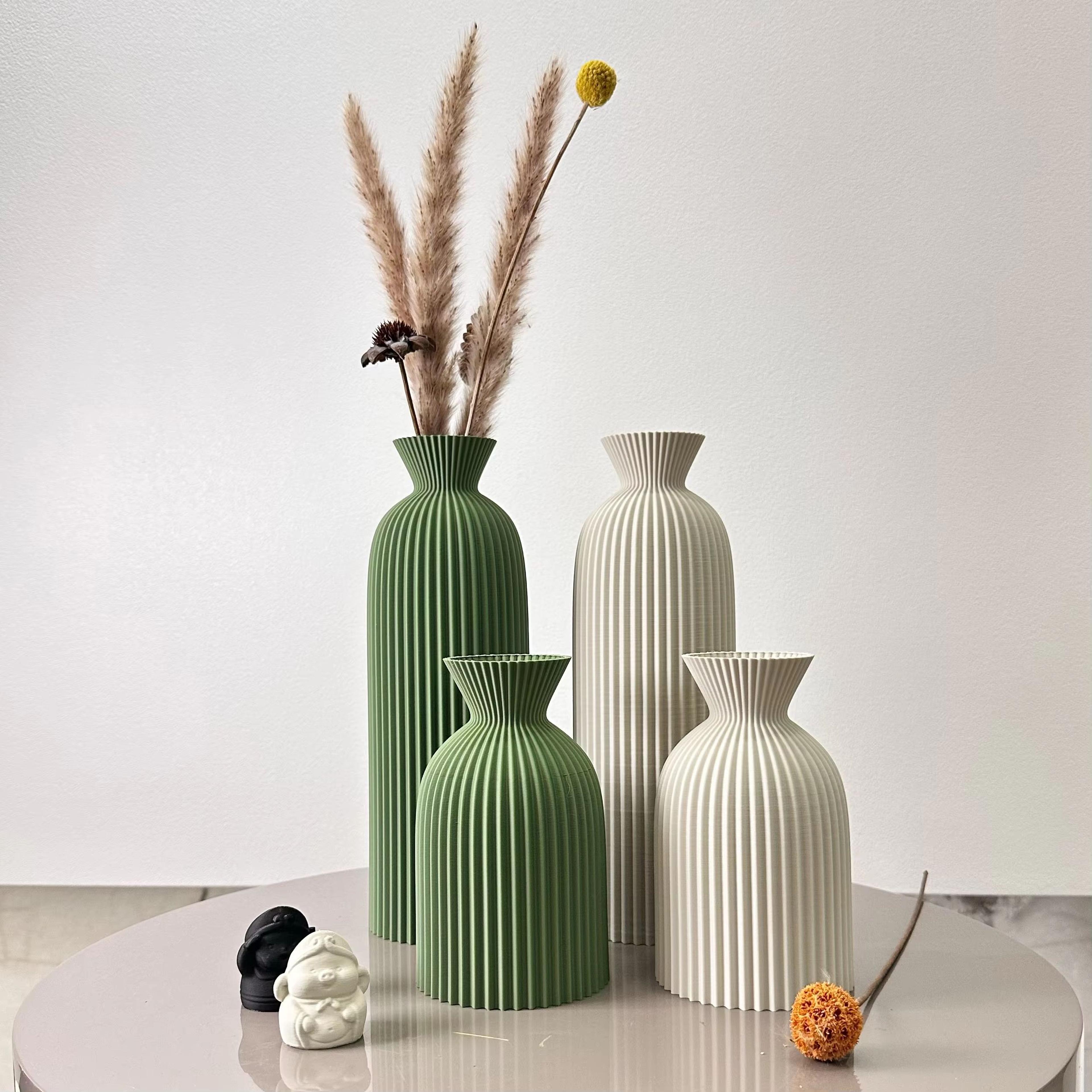 2Piece Wavy Pattern Art Dry Vases Decorative Home Desktop Ornament 3