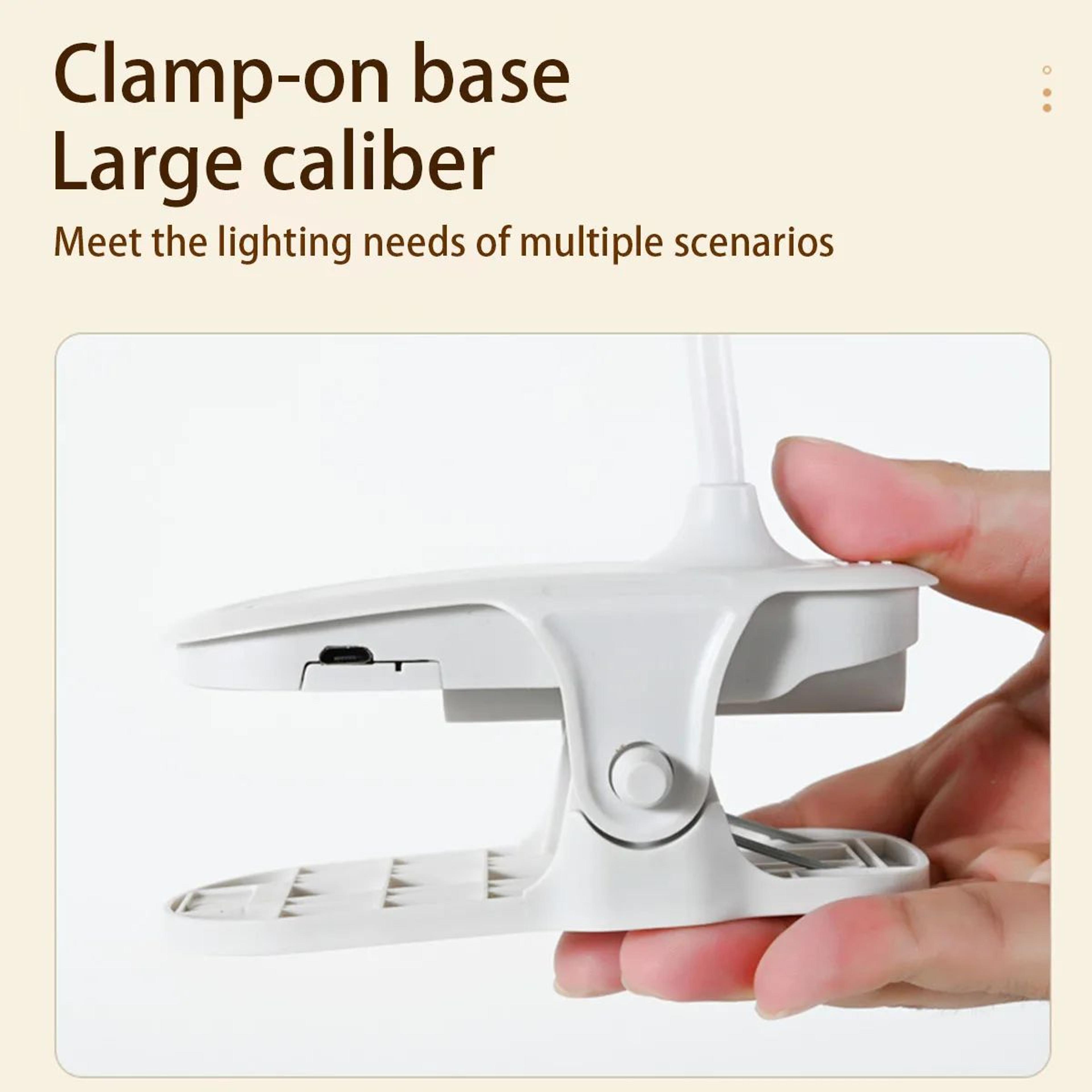 Portable Rechargeable LED Clip Lamp 3Mode Touch Desk Light 5
