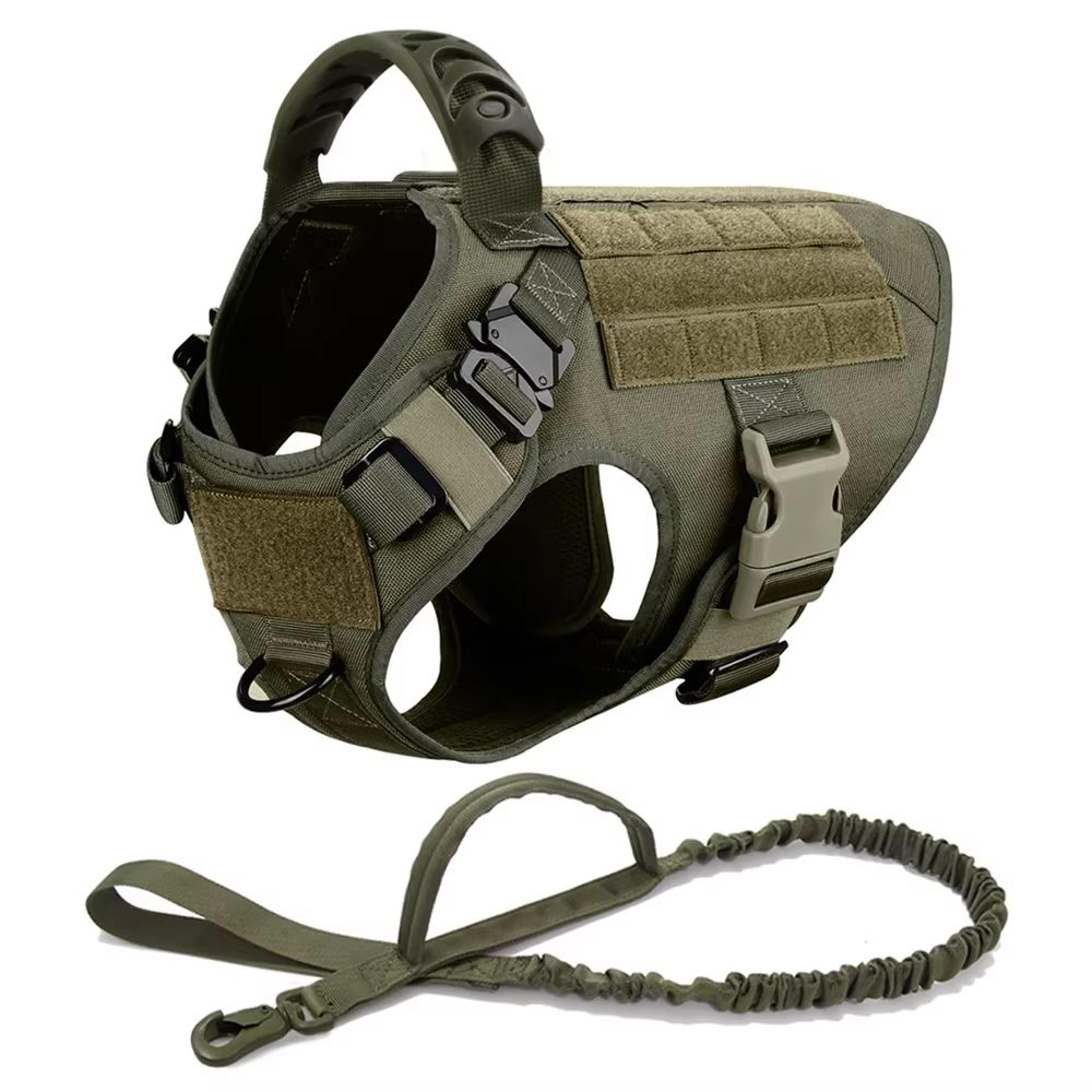 Tactical Dog Harness With MOLLE Pouch And Leash For Large Dogs 6