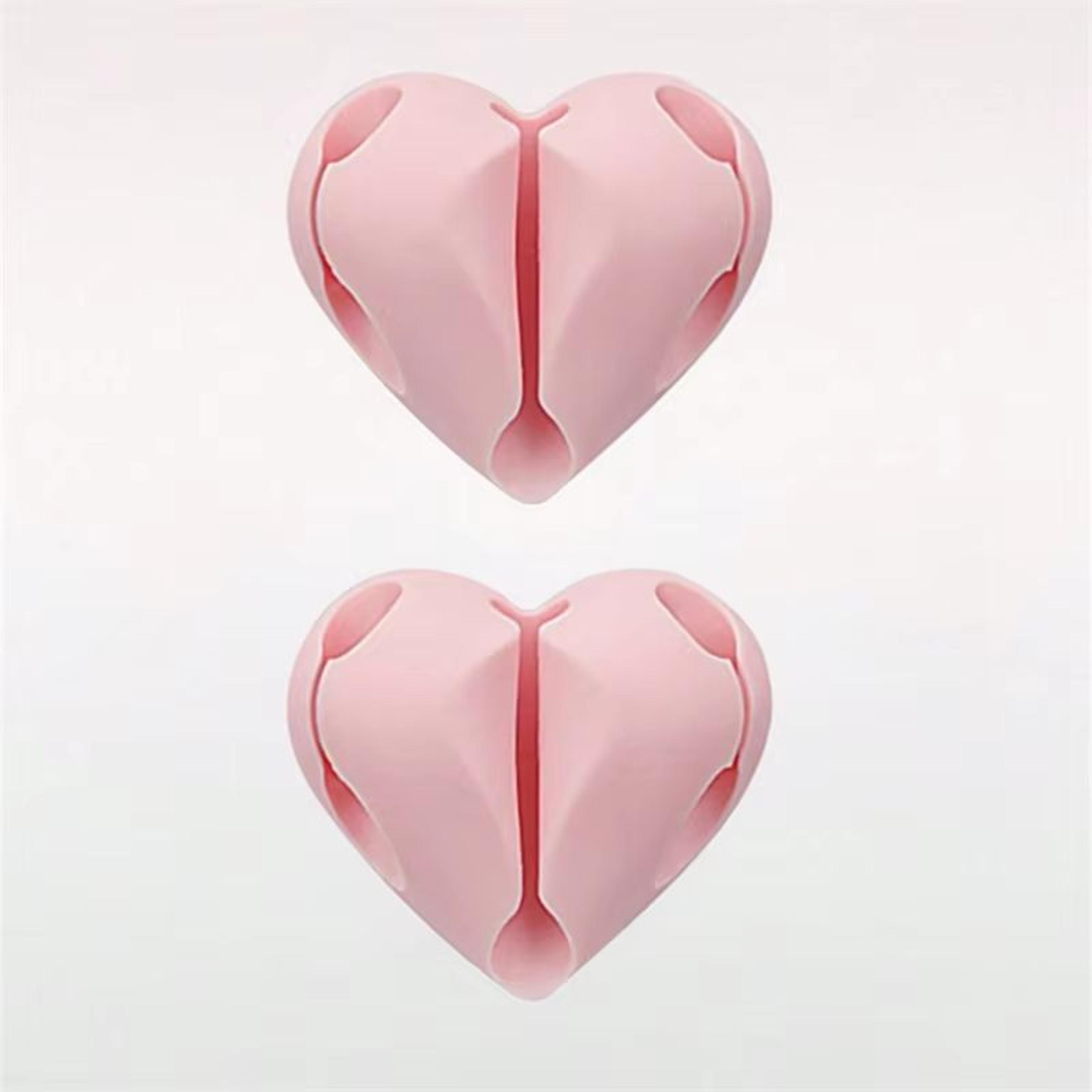 Heart Shaped Mini Cable Winder Organizer 2 Pack Adhesive Cord Holder For Desk Car And Home 9
