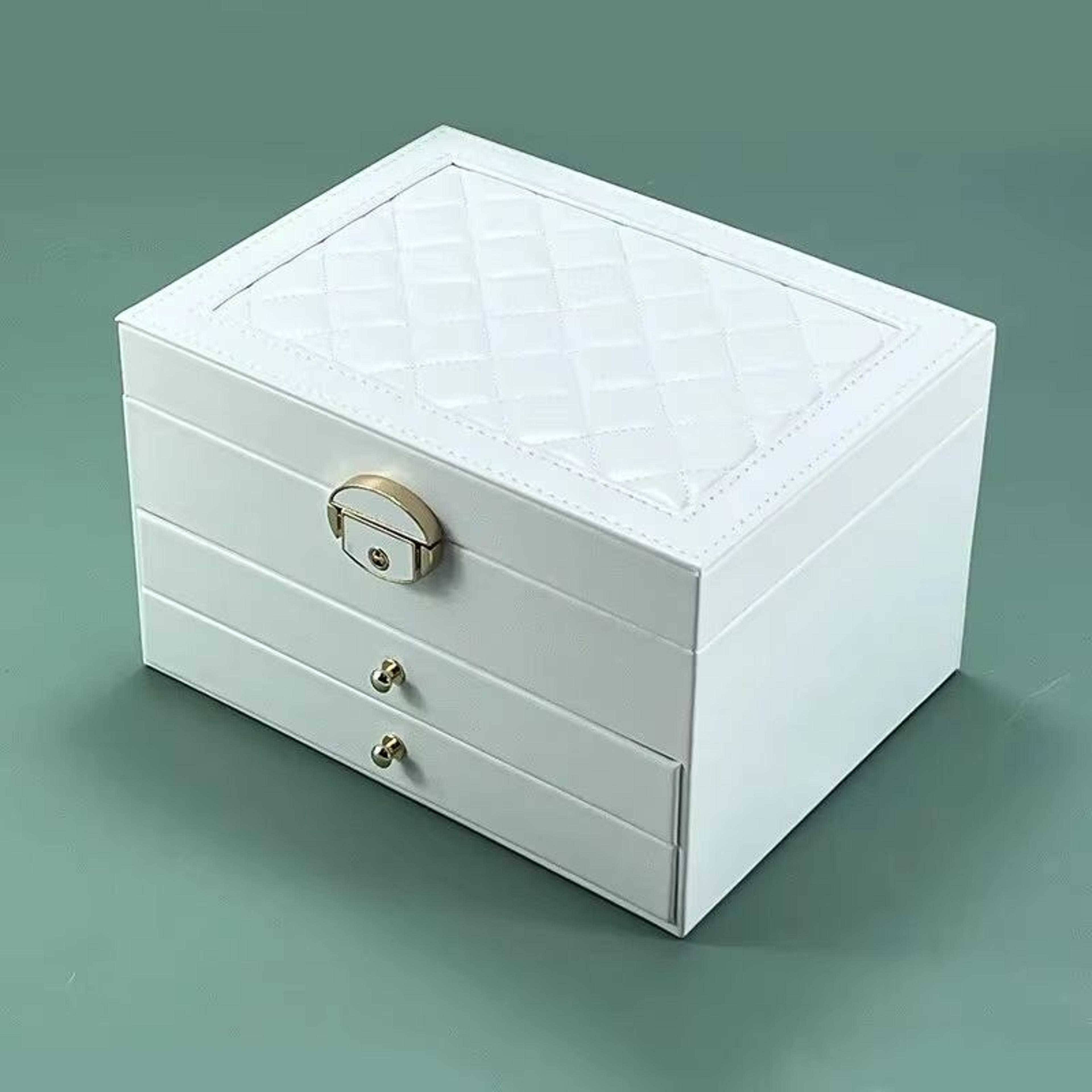 Large Jewelry Box With Multi Layer Drawers Velvet Lined Earring And Accessory Organizer 7