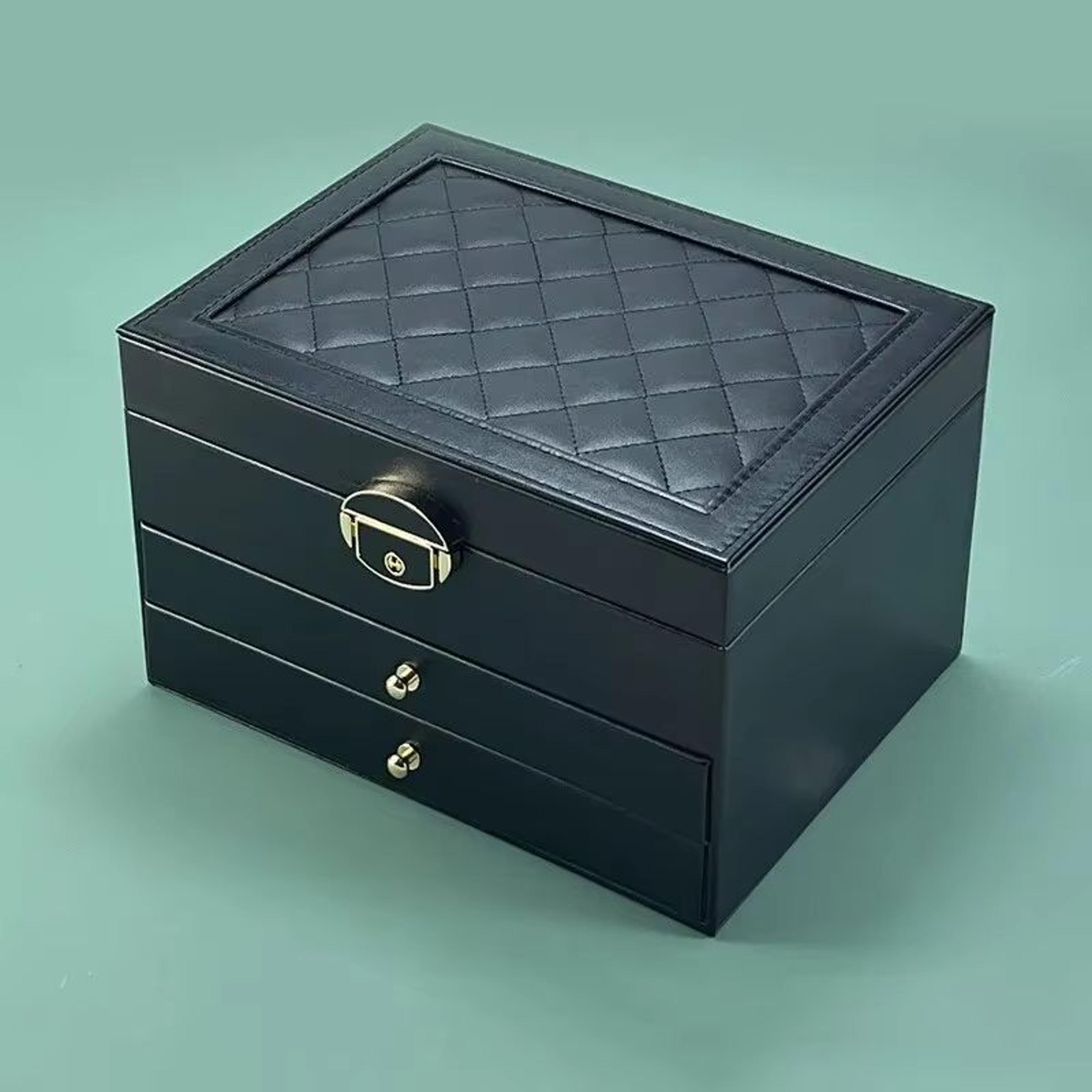 Large Jewelry Box With Multi Layer Drawers Velvet Lined Earring And Accessory Organizer 8