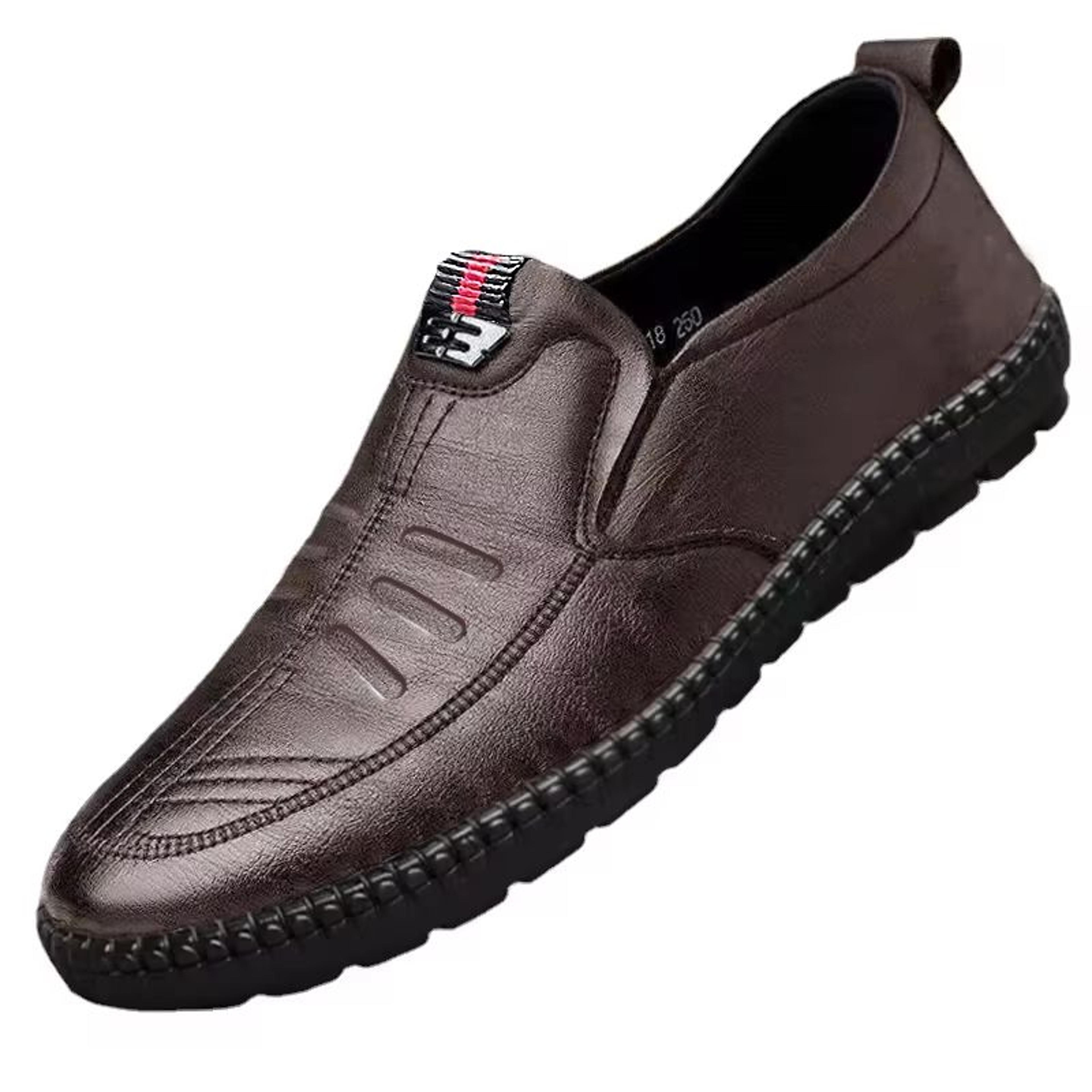 Mens Slip On PU Leather Loafers Non Slip Breathable Casual Driving Shoes For Work 6