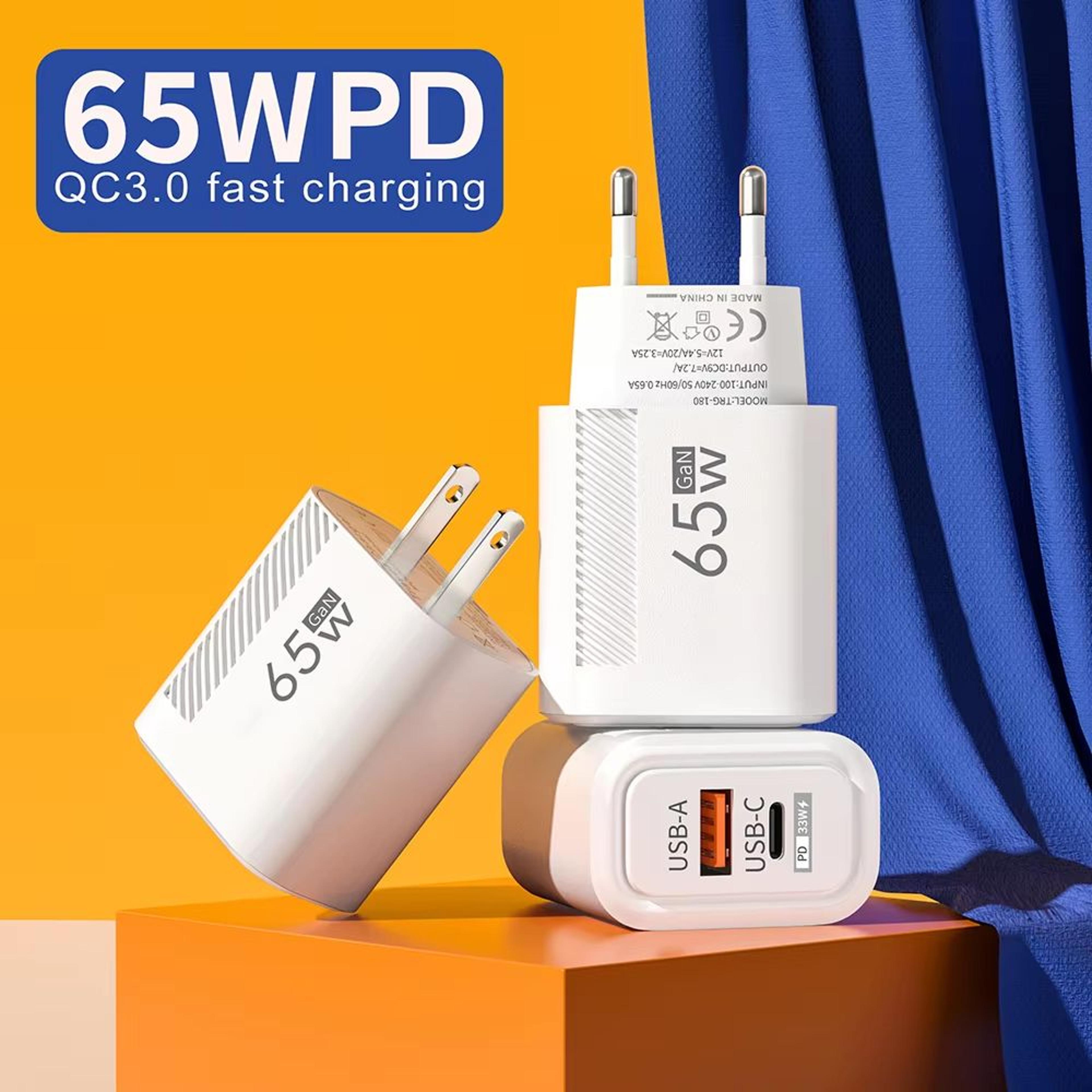 65W GaN Fast USBC PD Wall Charger Quick Charge Adapter For Smartphones And Tablets 4
