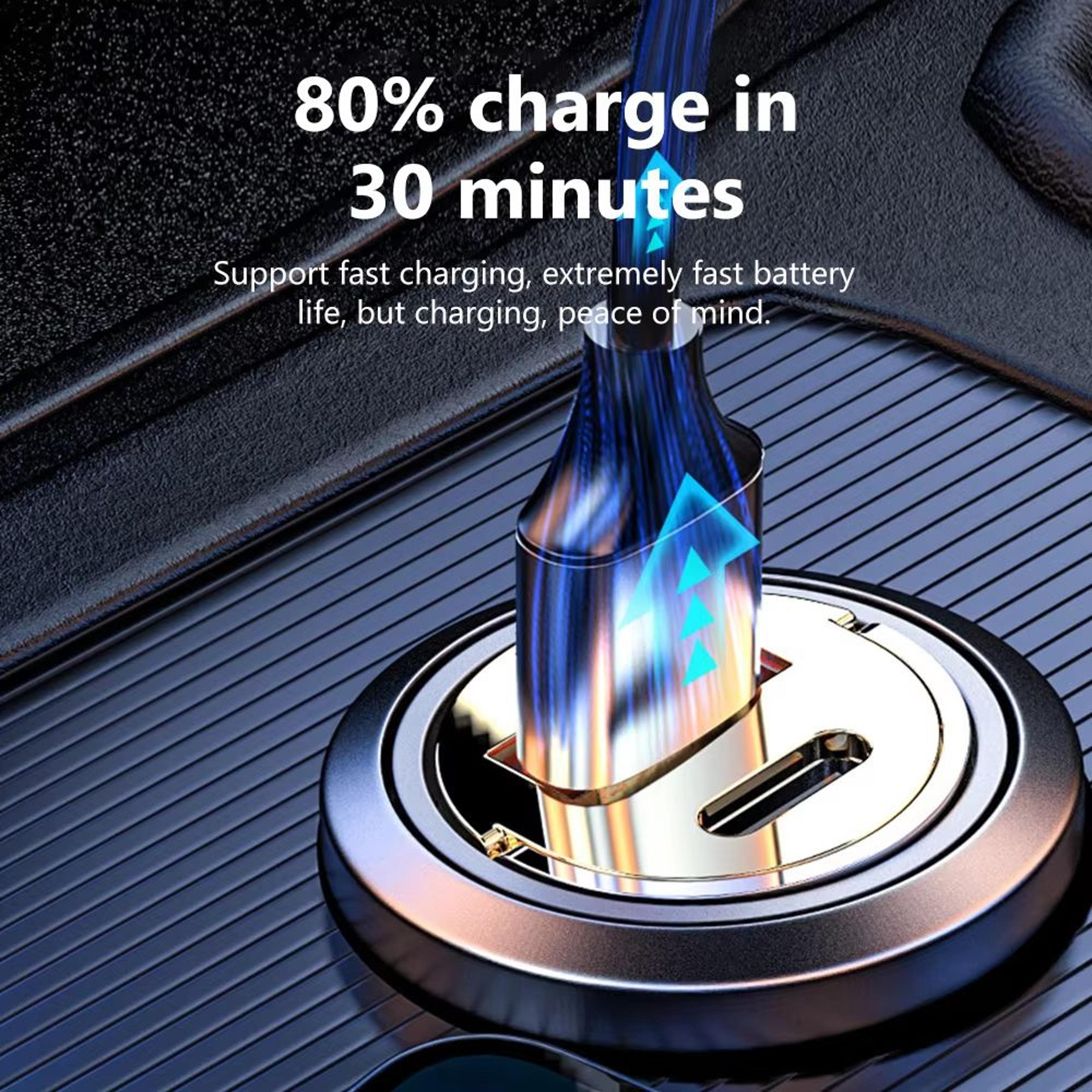 Elough 120W Transparent Fast Car Charger QC30 USB Type C Quick Charge Adapter 1