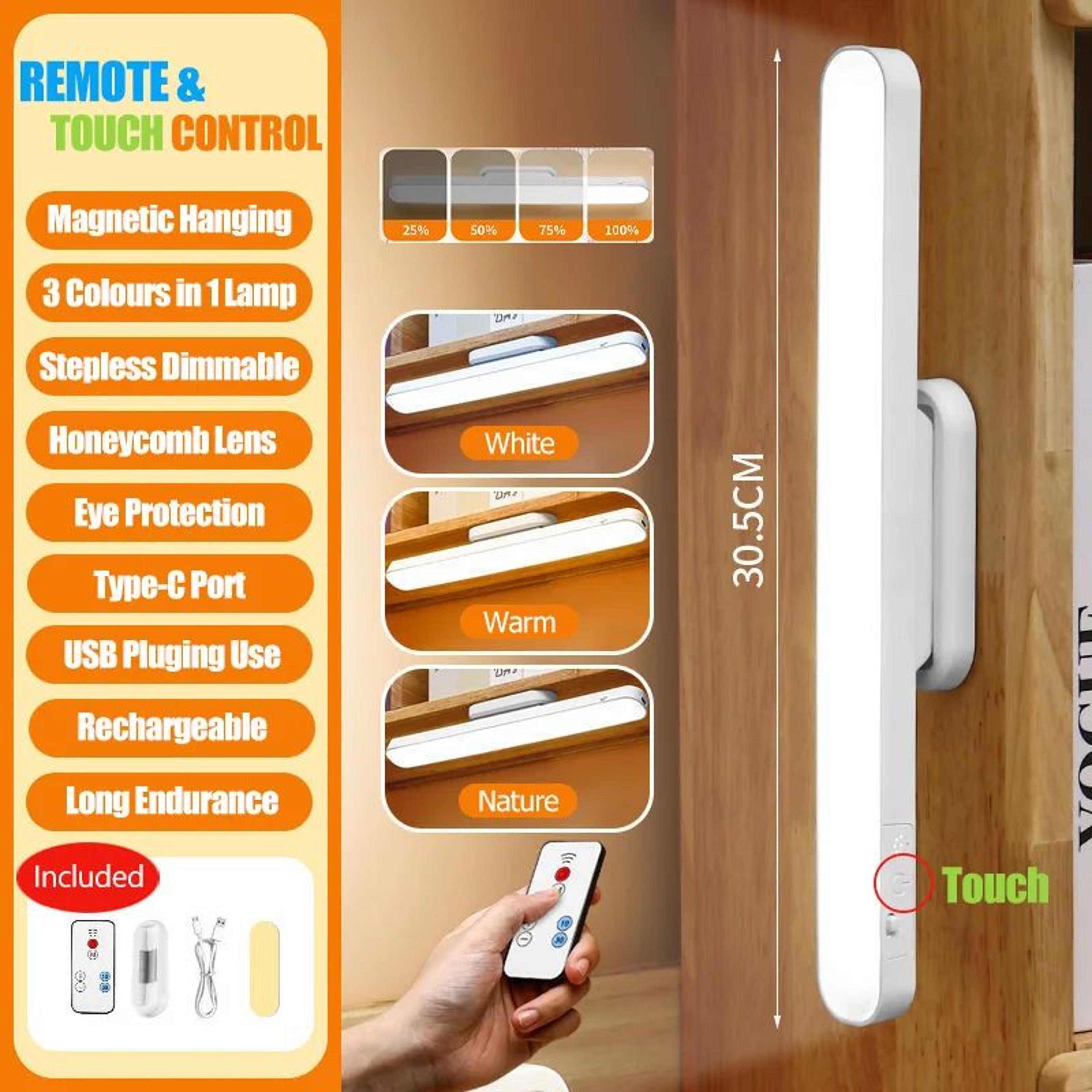 USB Rechargeable Magnetic LED Desk Lamp With 3Color Night And Reading Light 1