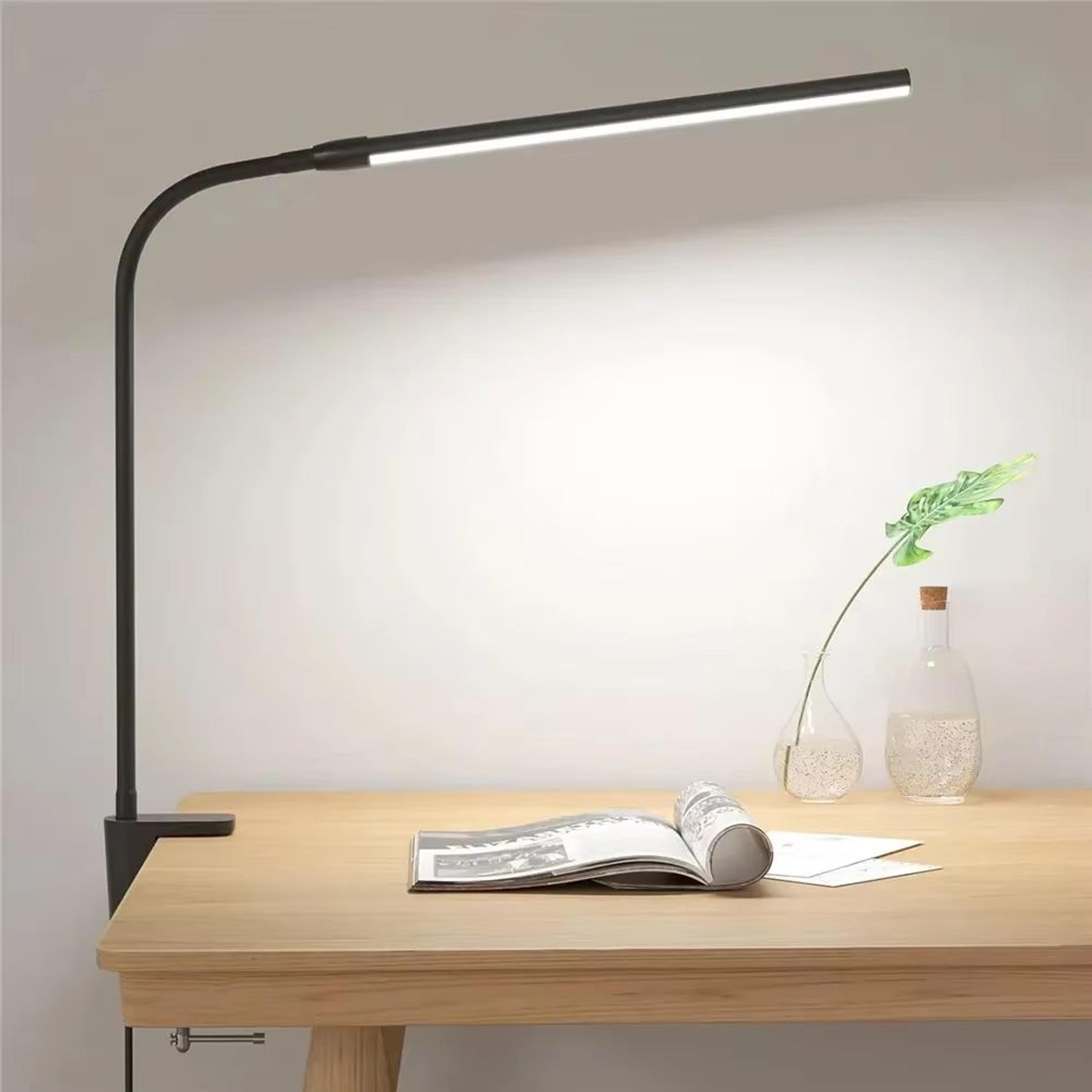 Adjustable DoubleHead LED Desk Lamp With ClipOn  Dimmable Lighting 6