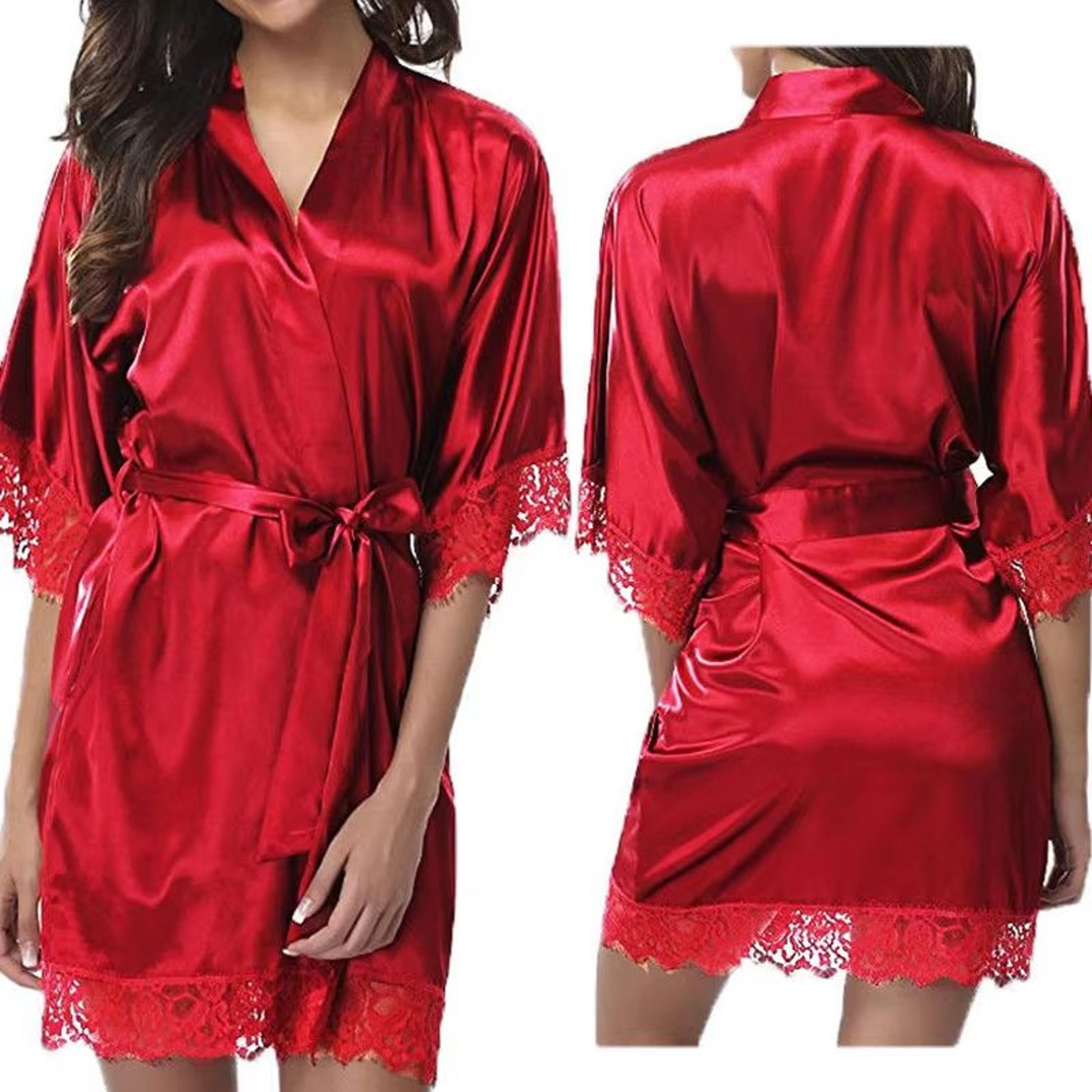 Glossy Ice Silk Nightgown Robe For Women Plus Size Comfort Sleepwear 8