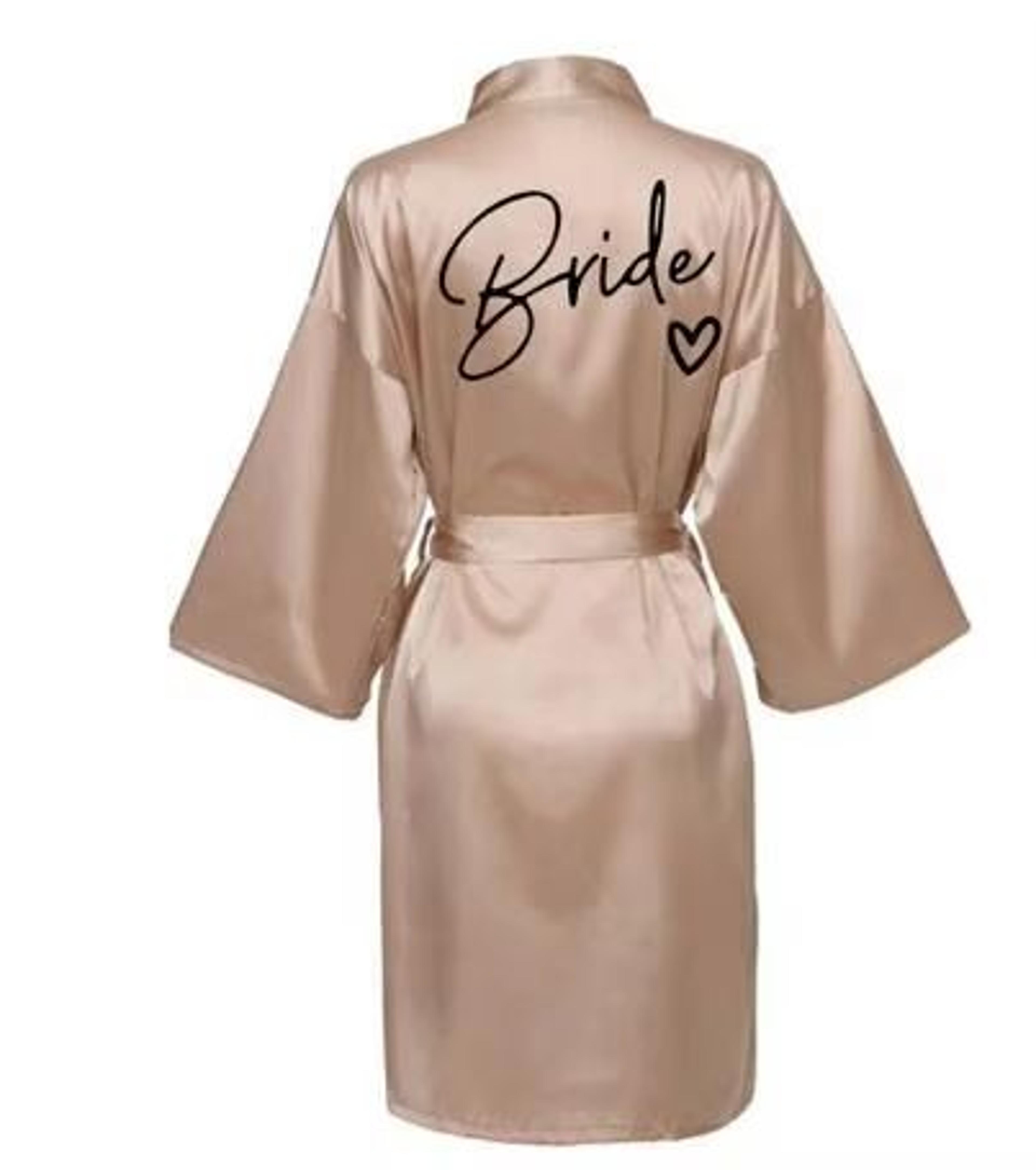 Team Bride Satin Kimono Robe With Black Letters For Wedding Party 10