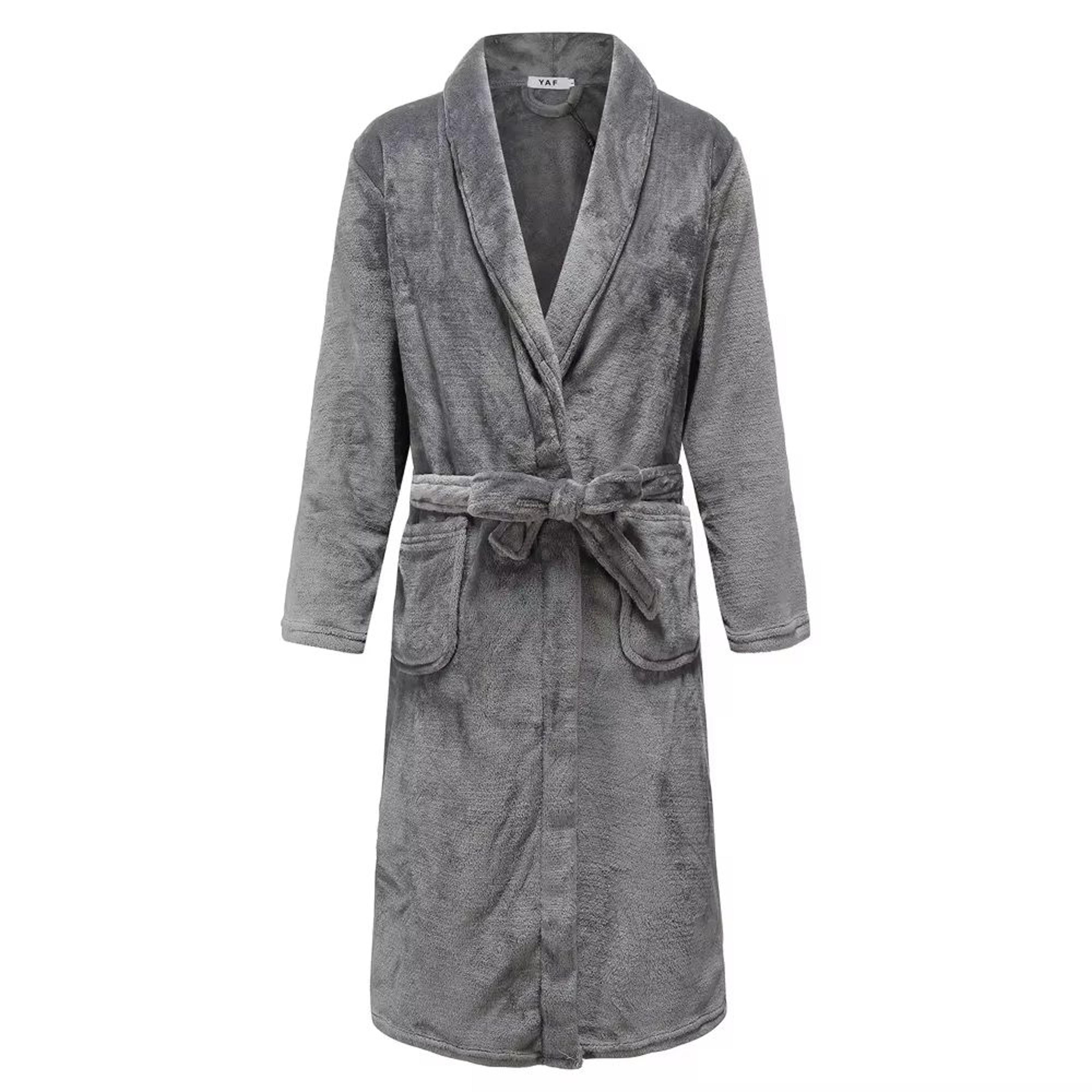 Plus Size Thick Flannel Mens Coral Fleece Kimono Bathrobe Loungewear 9