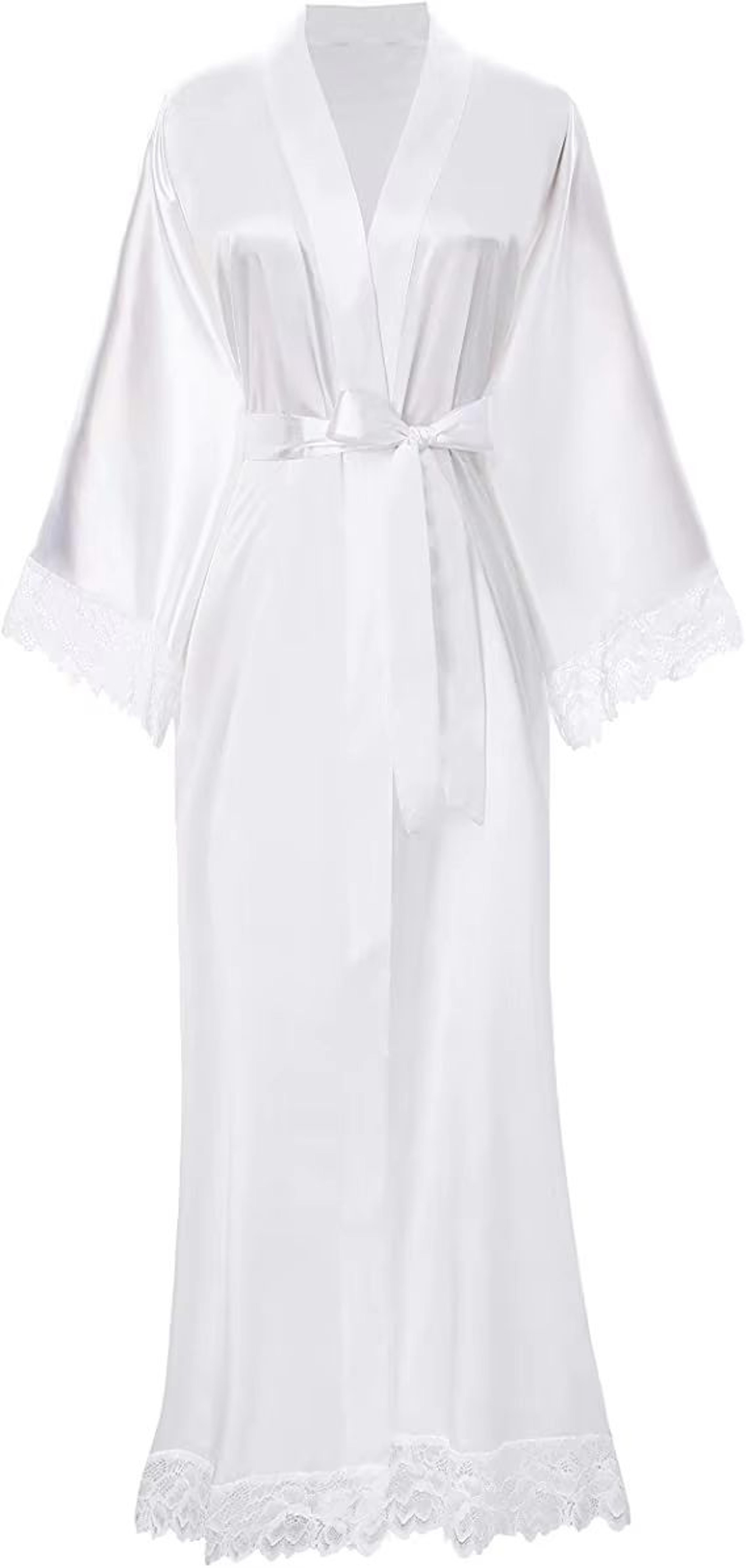 Silk Satin Lace Long Robe For Bride And Bridesmaids Wedding Getting Ready Robe 6