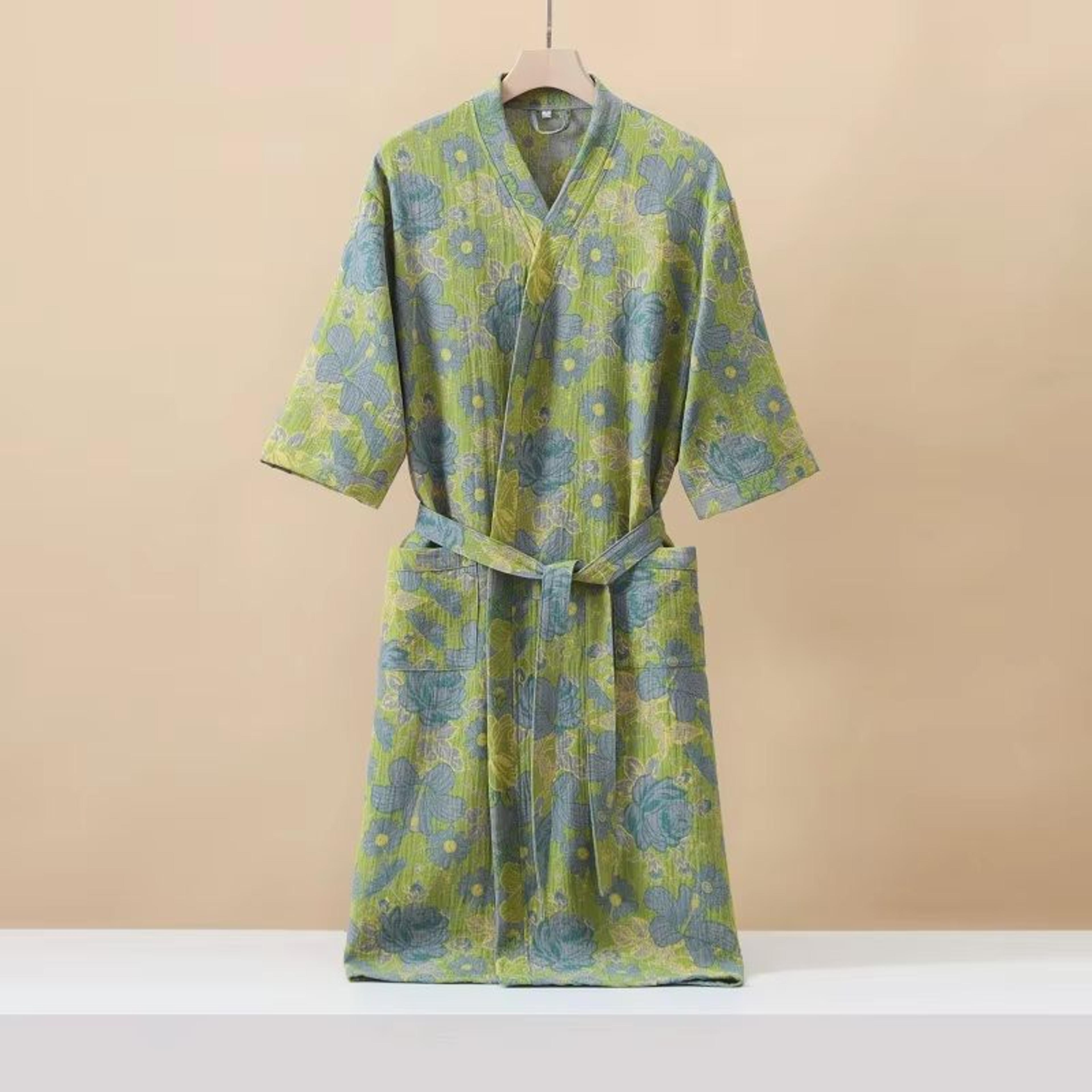 Womens Cotton Printed Kimono Bathrobe QuickDry Homewear For Spring Summer 13