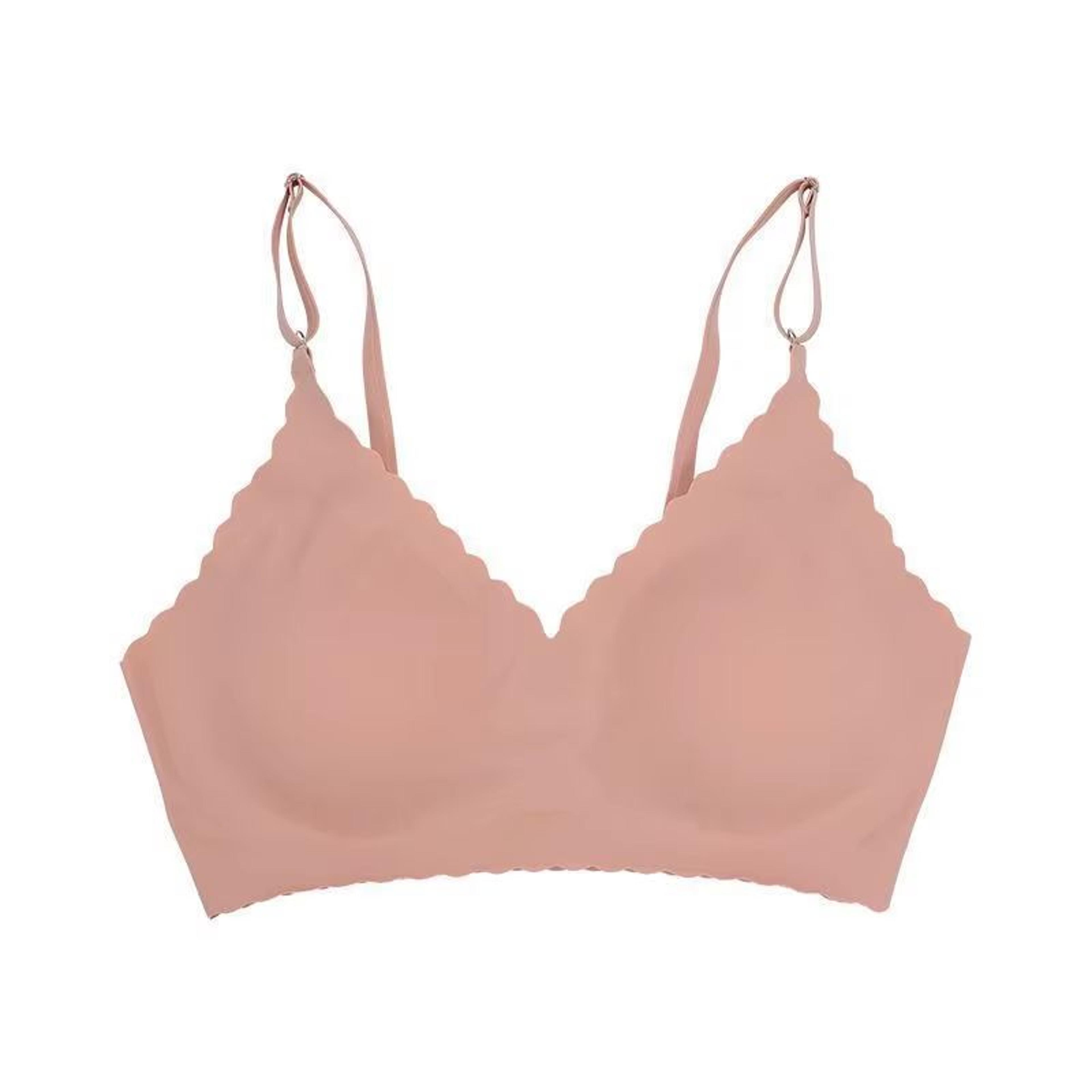 Womens Ice Silk Seamless WireFree Padded Bra With Wavy Edge Comfortable Support 10
