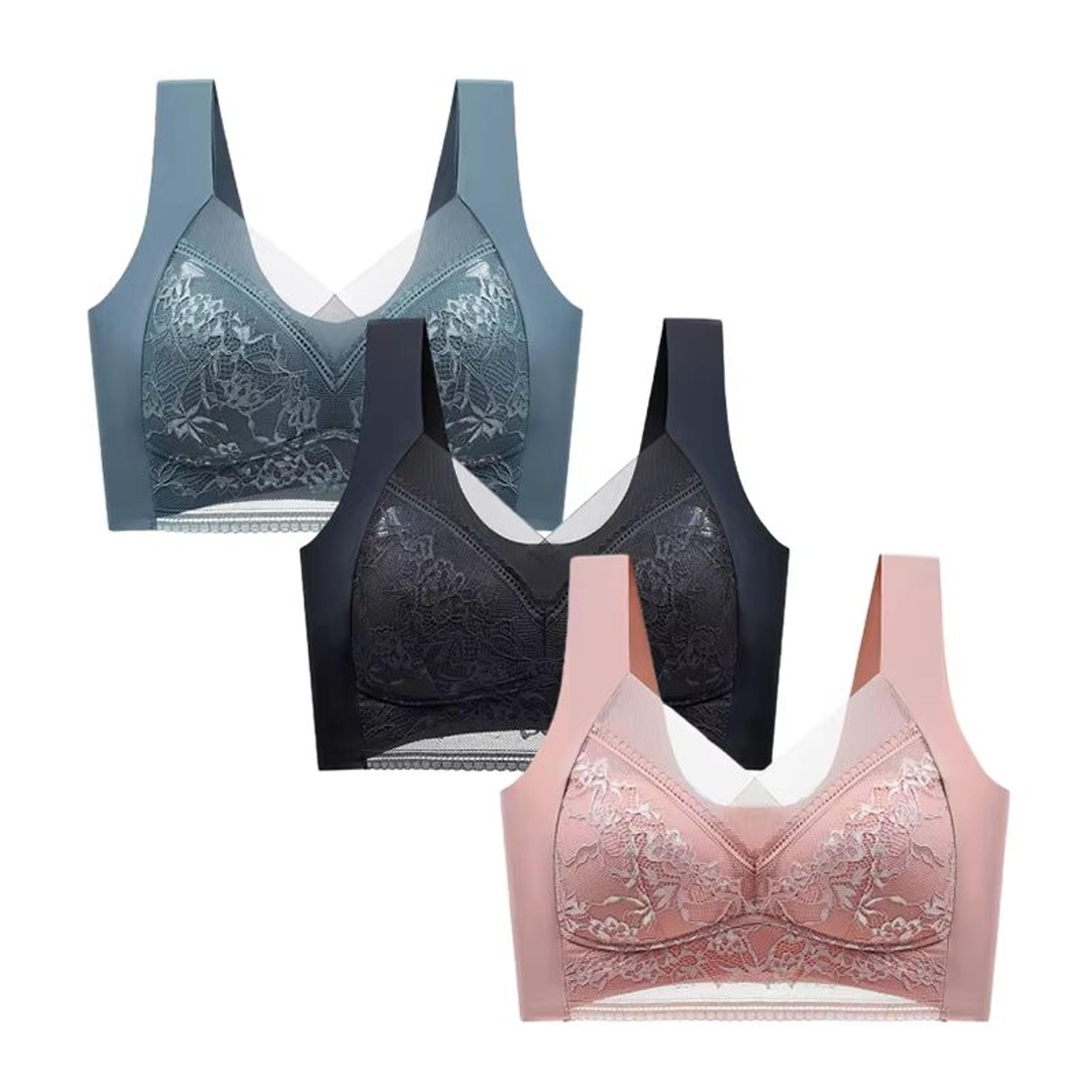 FallSweet Wireless Lace Push Up Bralette Set 3PCS Comfort Fit For Women 13